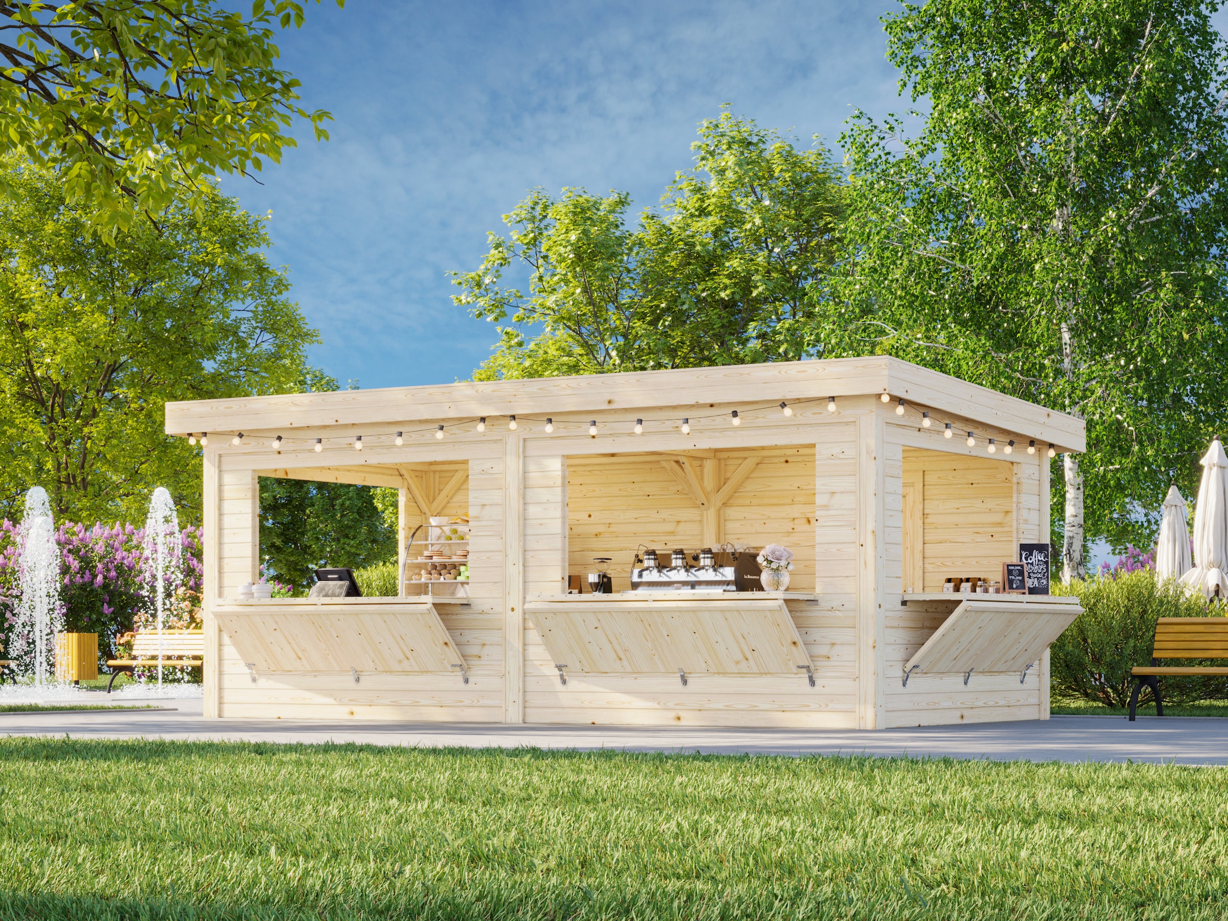 Palmako Holzpavillon »Lenna 16,6 m² Set 312« BxTxH: 628x340x245 cm