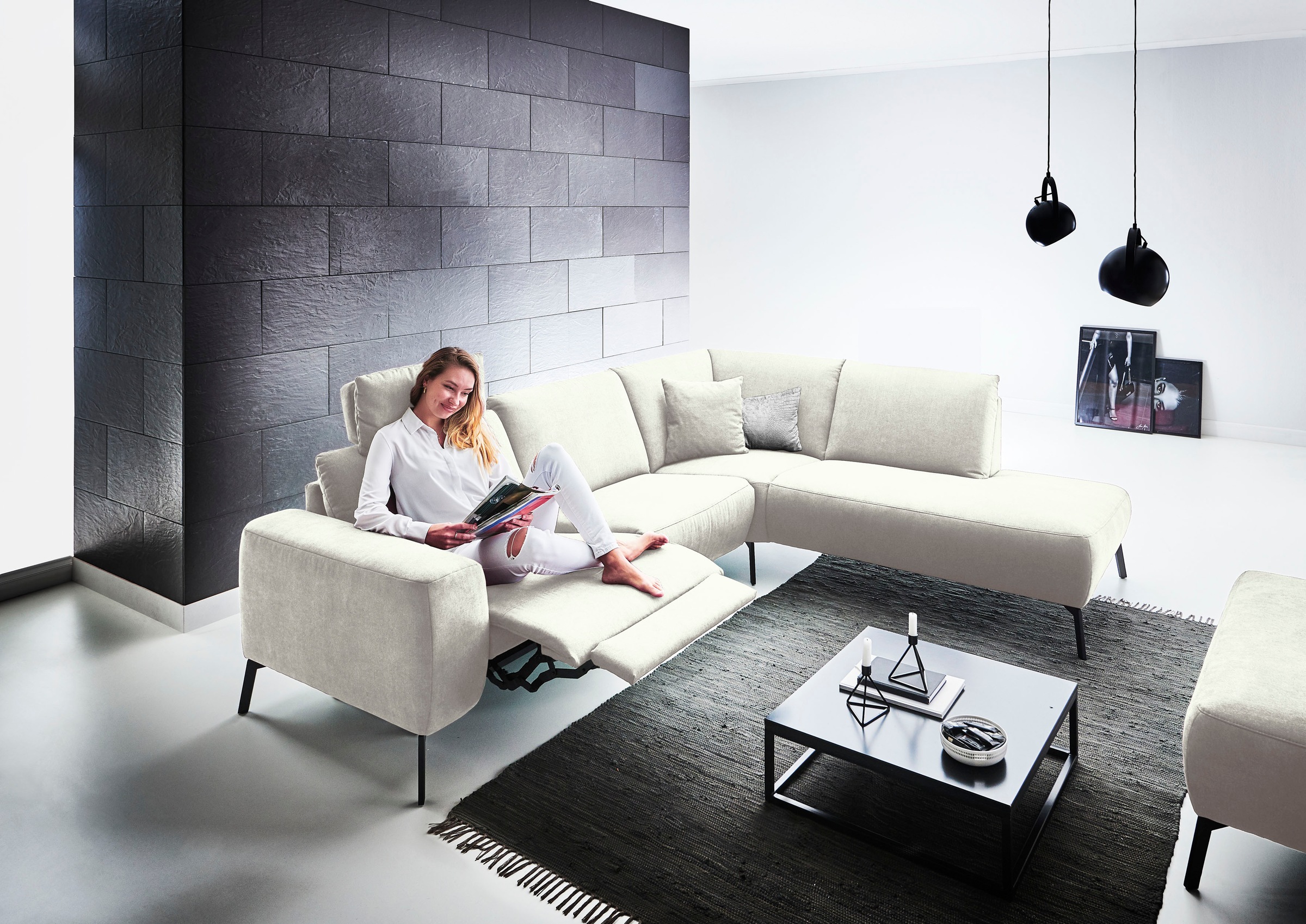 INOSIGN Ecksofa »Bellini L-Form«, incl. motorischer Relaxfunktio, wahlweise Easy Care-Bezug