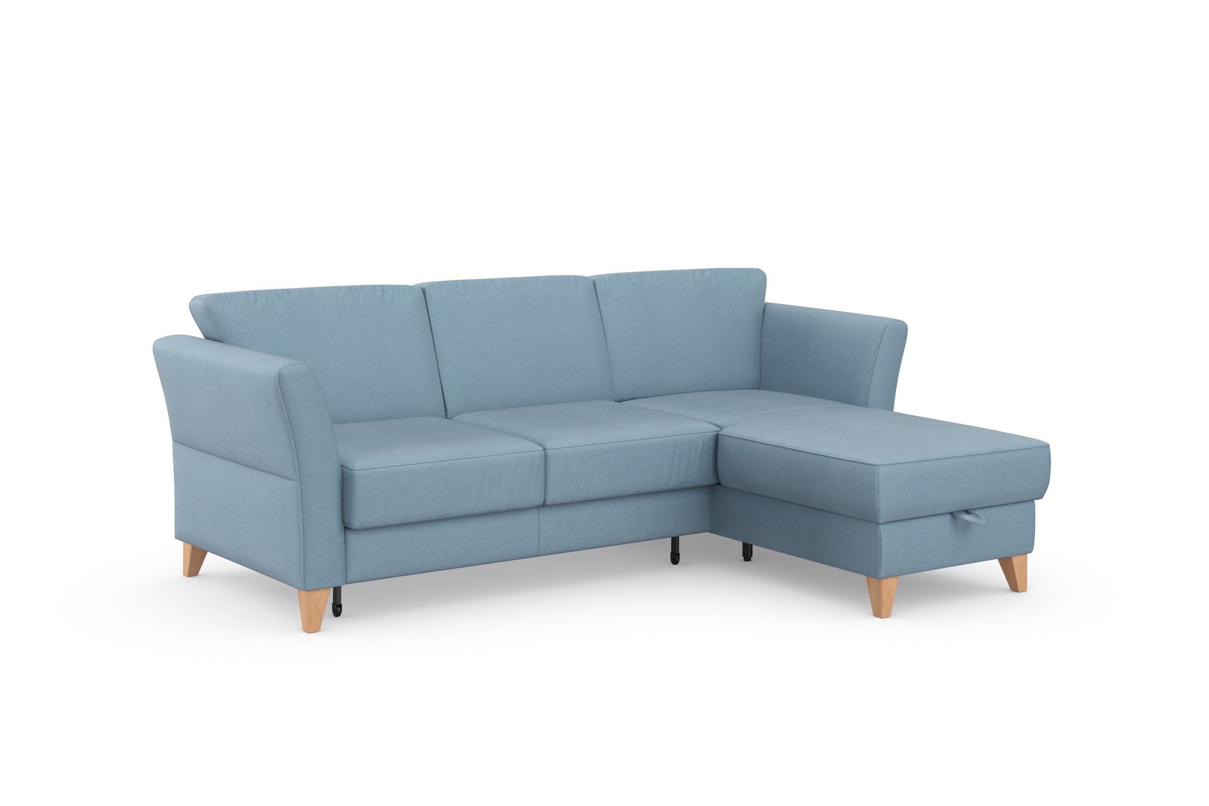 Ecksofa SIT & MORE "Visby L-Form", blau (hellblau), B:248cm H:87cm T:162cm, Sofas, Ecksofa, wahlweise mit Bettfunktion und Bettkasten, frei im Raum stellbar 3