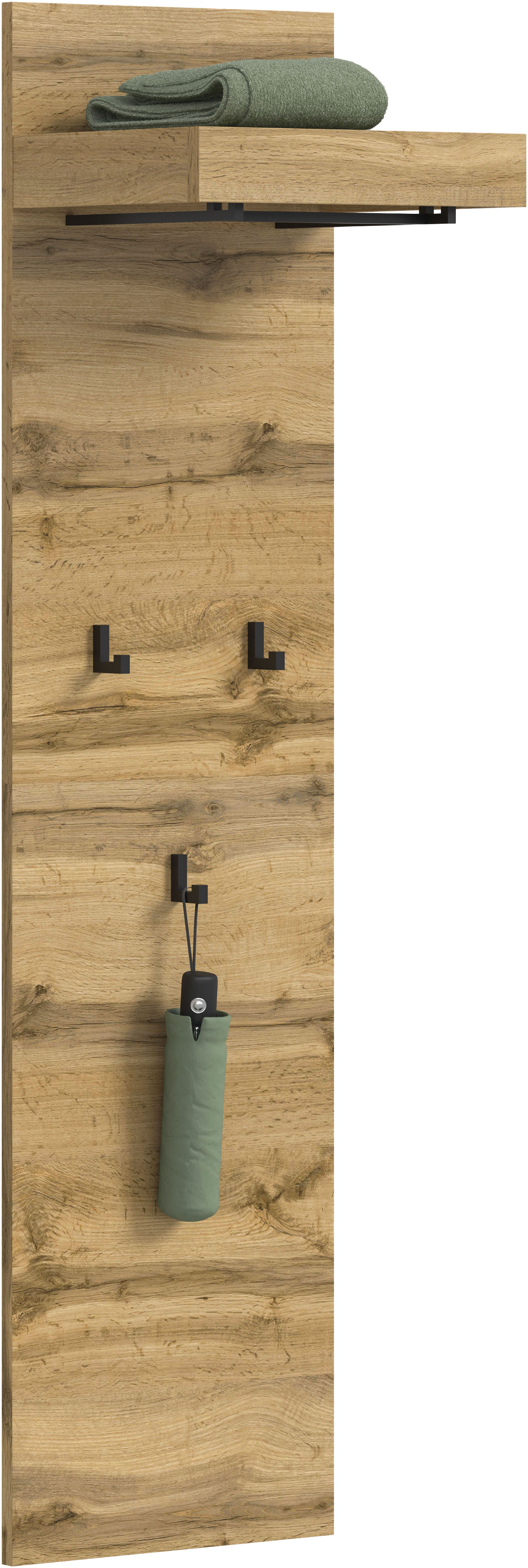 OTTO home Garderobenpaneel "MAMBO, TOPSELLER, Höhe 150cm, 1 Kleiderstange & Hutablage, 3 Haken" individuell mit weiteren Artikeln der Serie MAMBO kombinierbar, 1 Stk. tlg. Paneel, Garderobe, Flur, Diele, Hakenleiste, Flurgarderobe