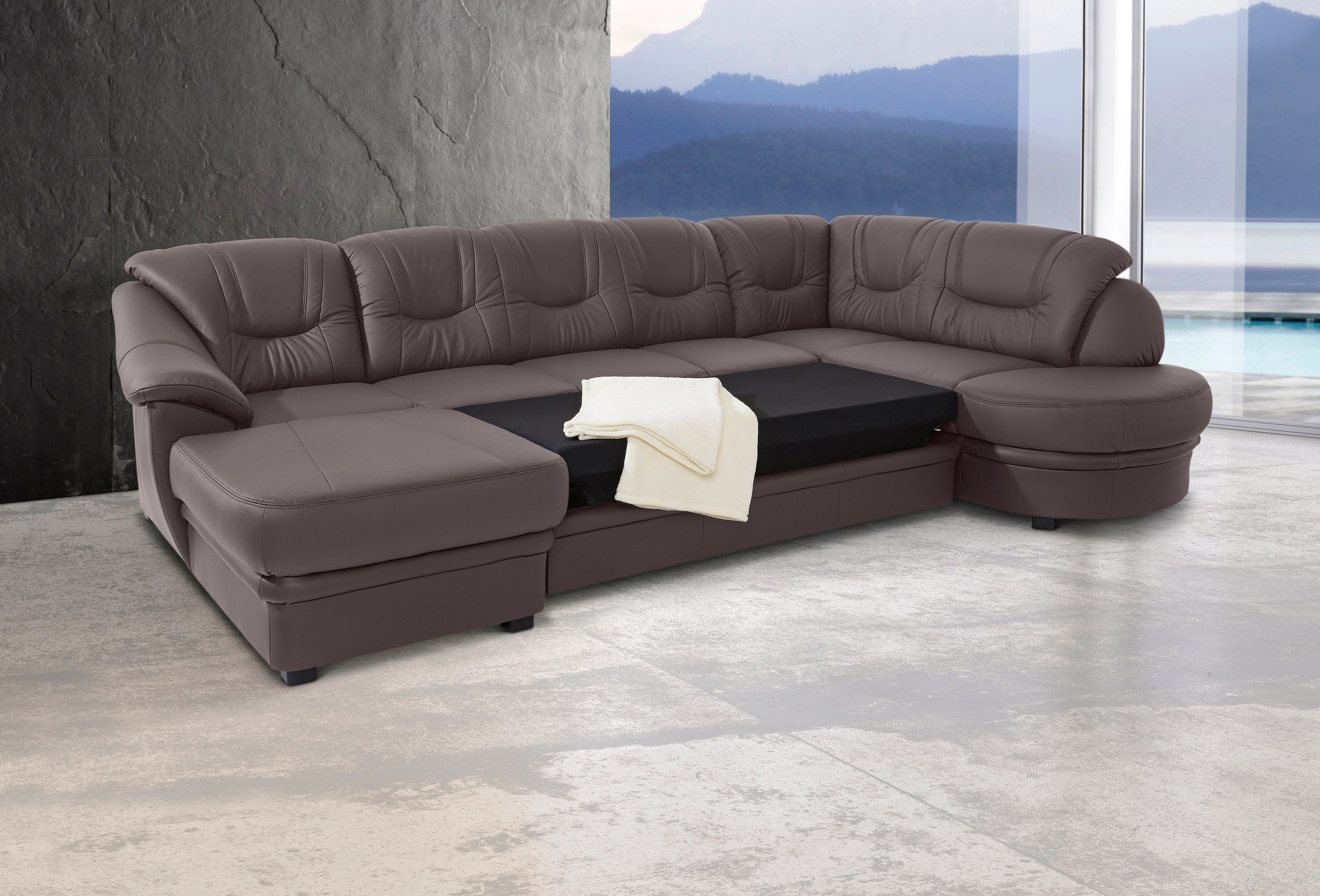 sit&more Wohnlandschaft "Savoni U-Form" wahlweise mit Schlaffunktion