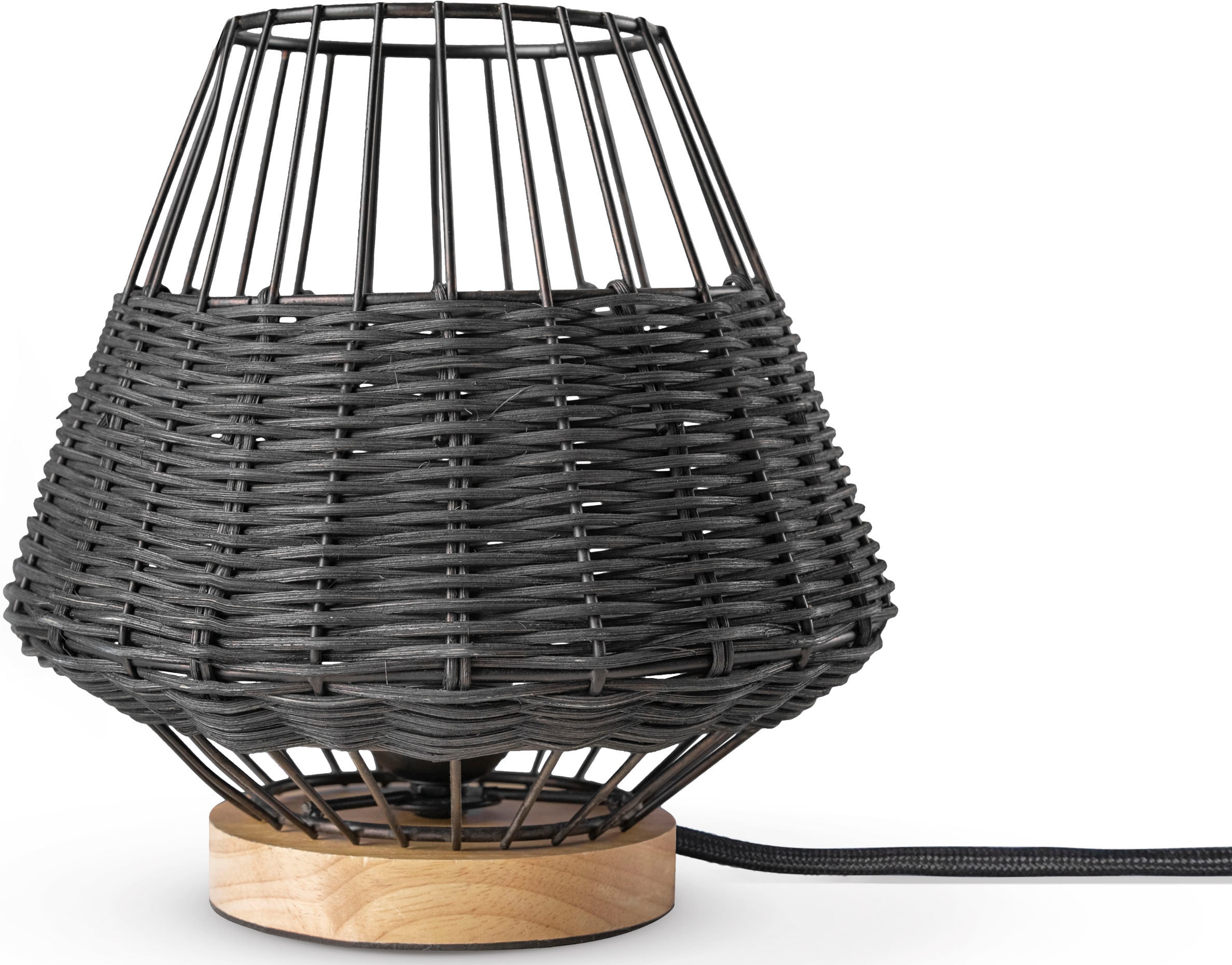 Paco Home Käfig E27 BAUR Nacht Tischleuchte Lampe Rattan Rustikal »PUNTO«, kaufen Boho LED | Style Holz günstig