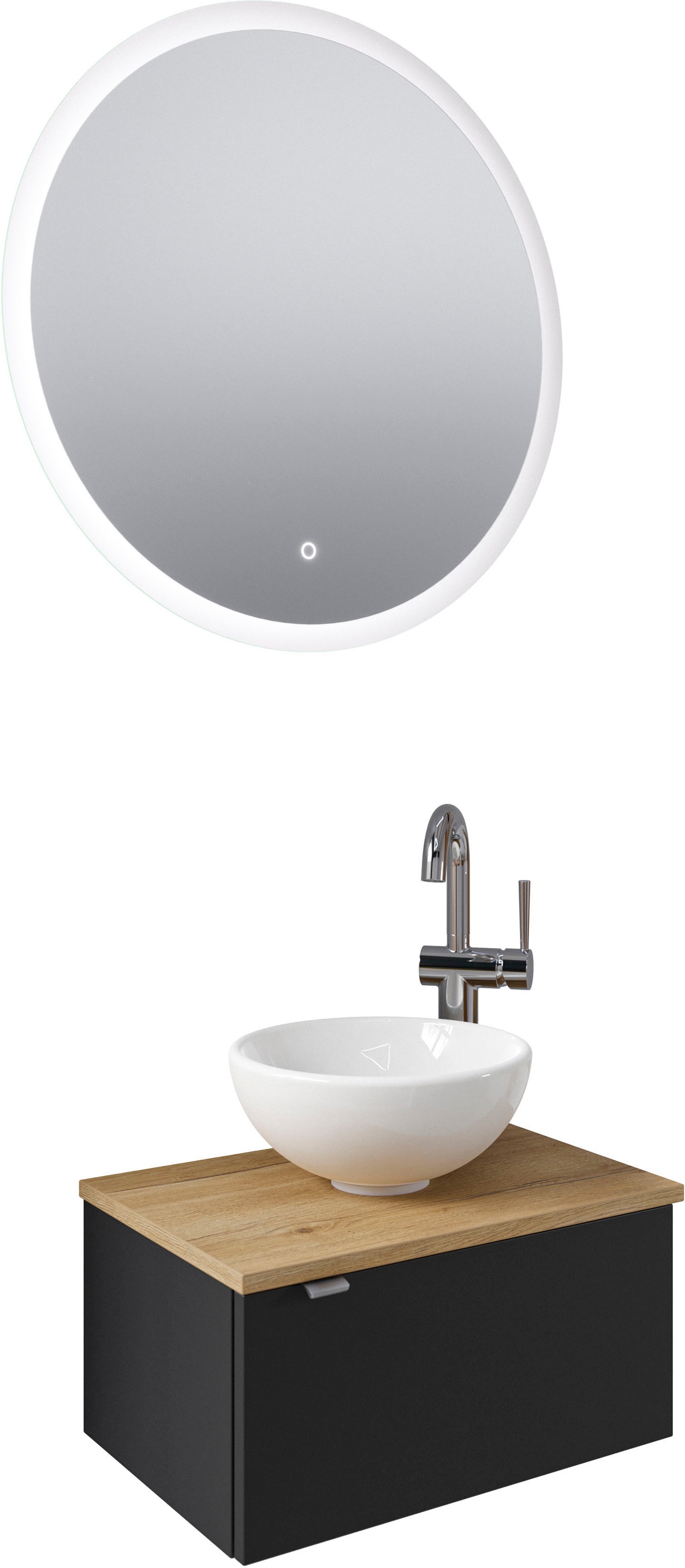Saphir Badmöbel-Set »Serie 6915«, (4 St.), Gäste-Bad, mit LED-Spiegel und 1 Tür
