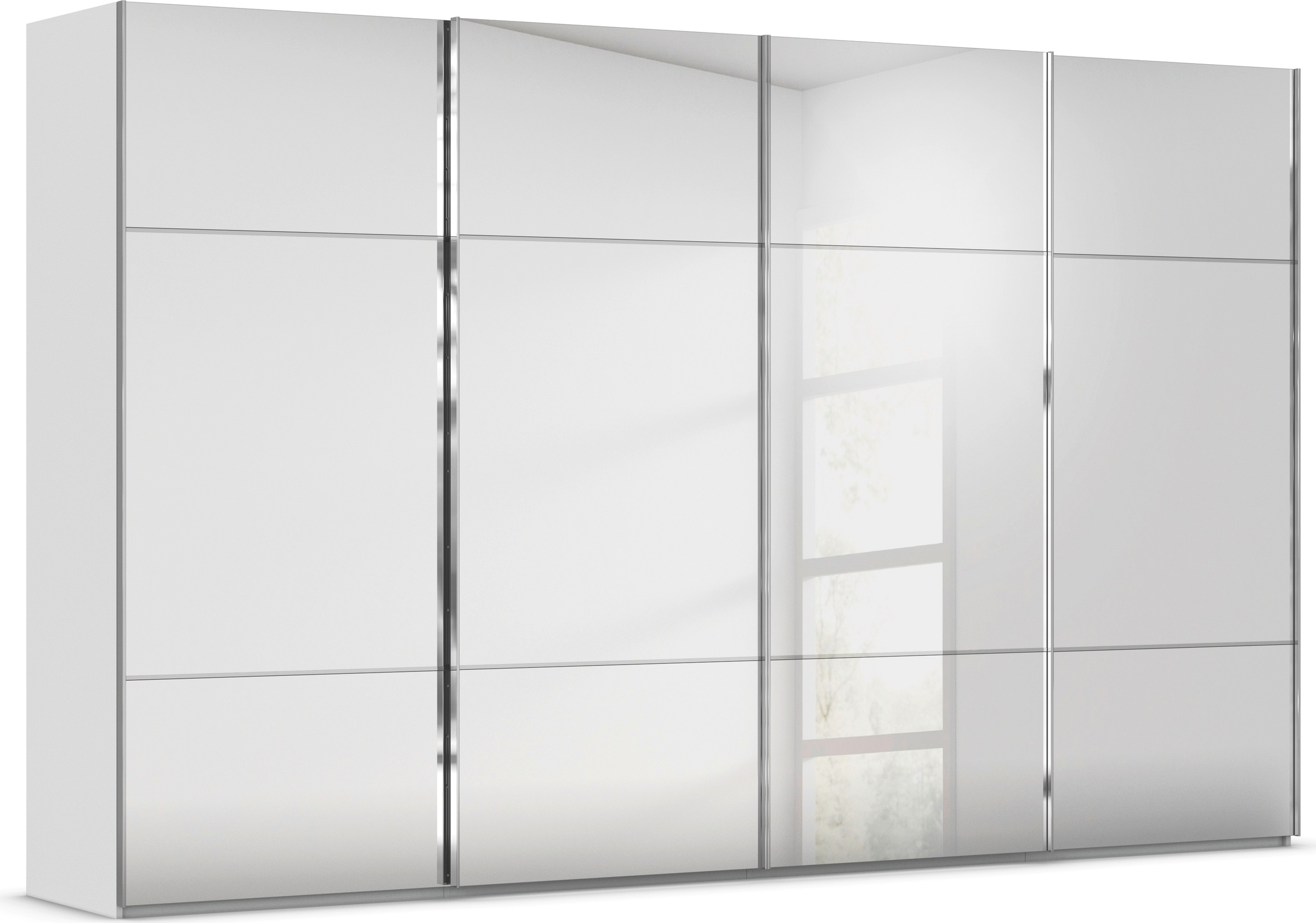 rauch Schwebetürenschrank "Kleiderschrank Schrank Garderobe Schlafzimmerschrank SCALE-TRIO" edle dreigeteilte Front mit 2 Zierleisten Spiegelfront MADE IN GERMANY