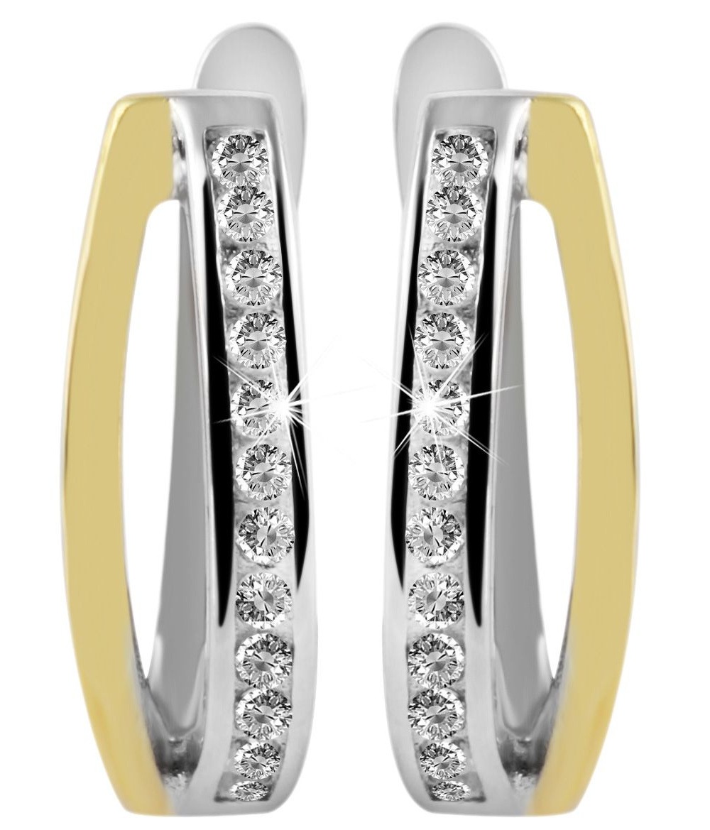 Adelia´s Klappcreolen »Damen Ohrringe – Klappcreole aus 925 Silber mit Zirkonia« Perfekt zum Verschenken an besondere Menschen