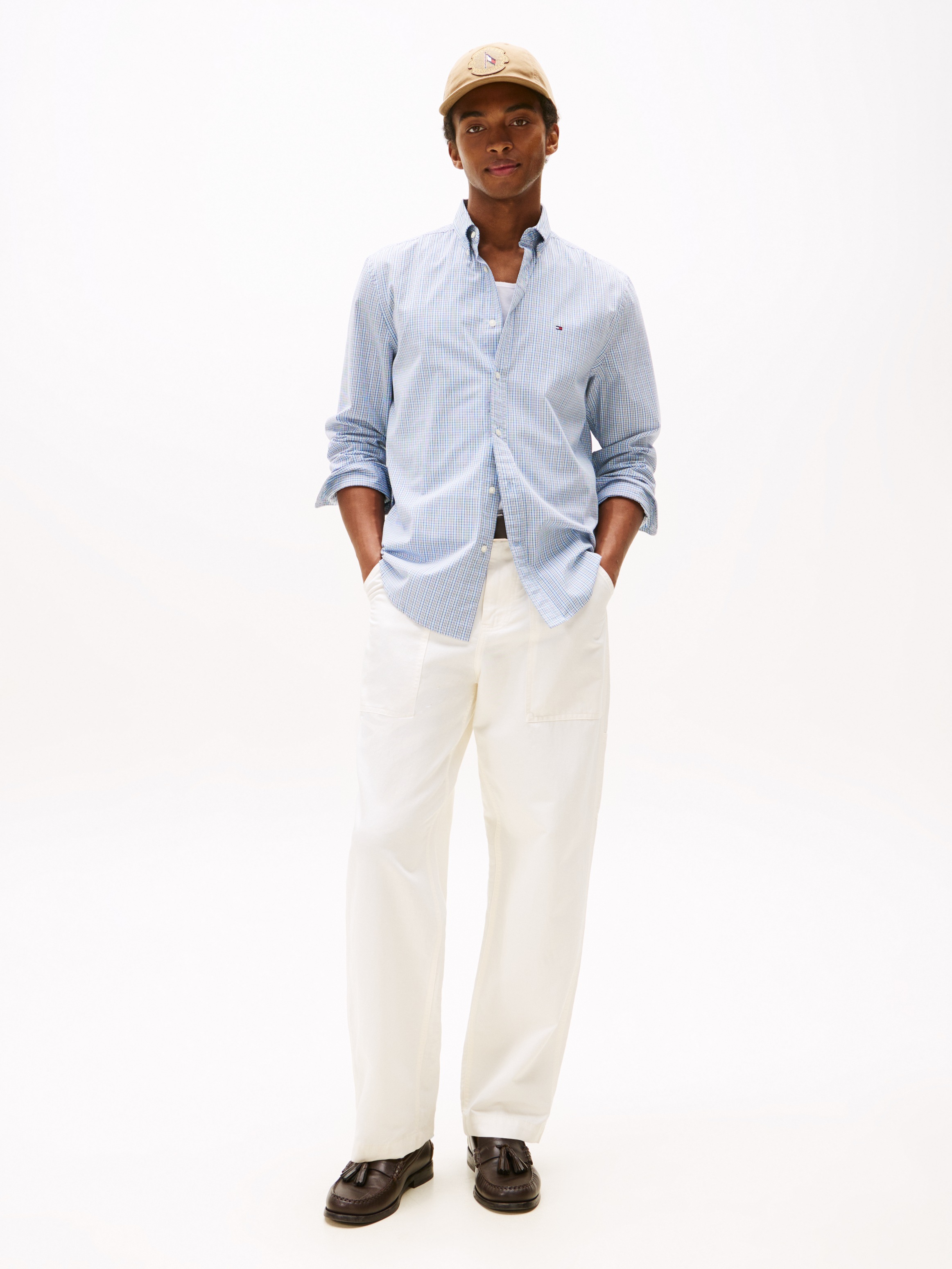 Tommy Hilfiger Langarmhemd »FLEX POPLIN SMALL TARTAN SHIRT«, regular fit, kleinkariert, Button-down-Kragen