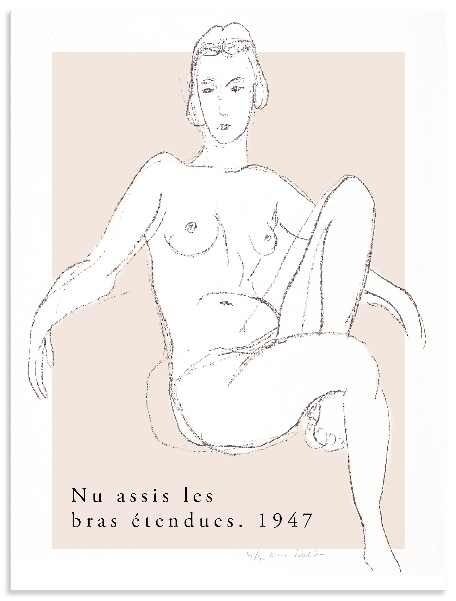 Wandbild ARTLAND "Nu assis les bras étendues 1947", farbe bild(er): weiß, B:45cm H:60cm, Alu Dibond, Bilder, als Alubild, Leinwandbild, Poster, Wandaufkleber in verschied. Größen