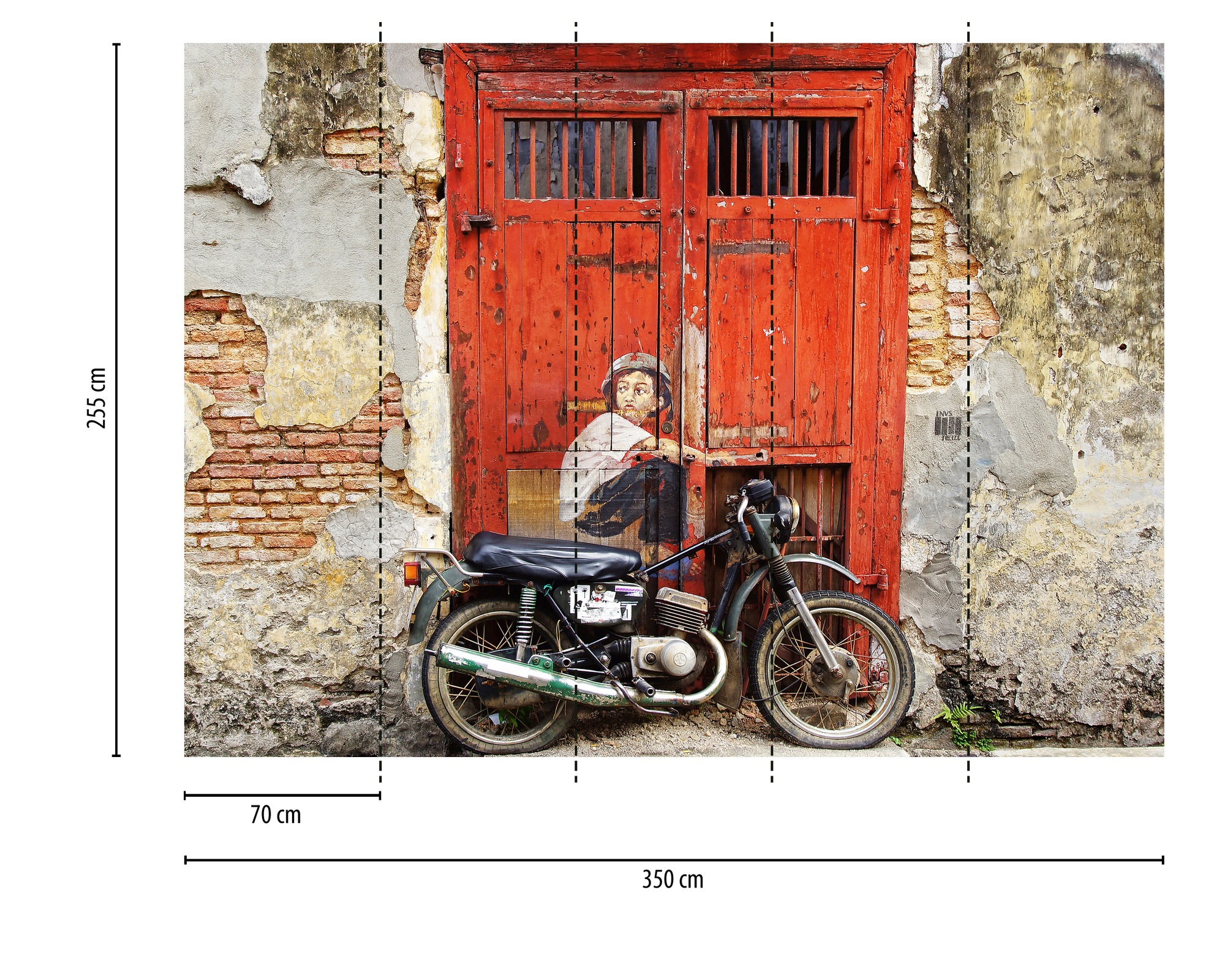 Thumbnail - A.S. Création Vliestapete "Fototapete StreetArt Junge mit Motorrad" matt strukturiert