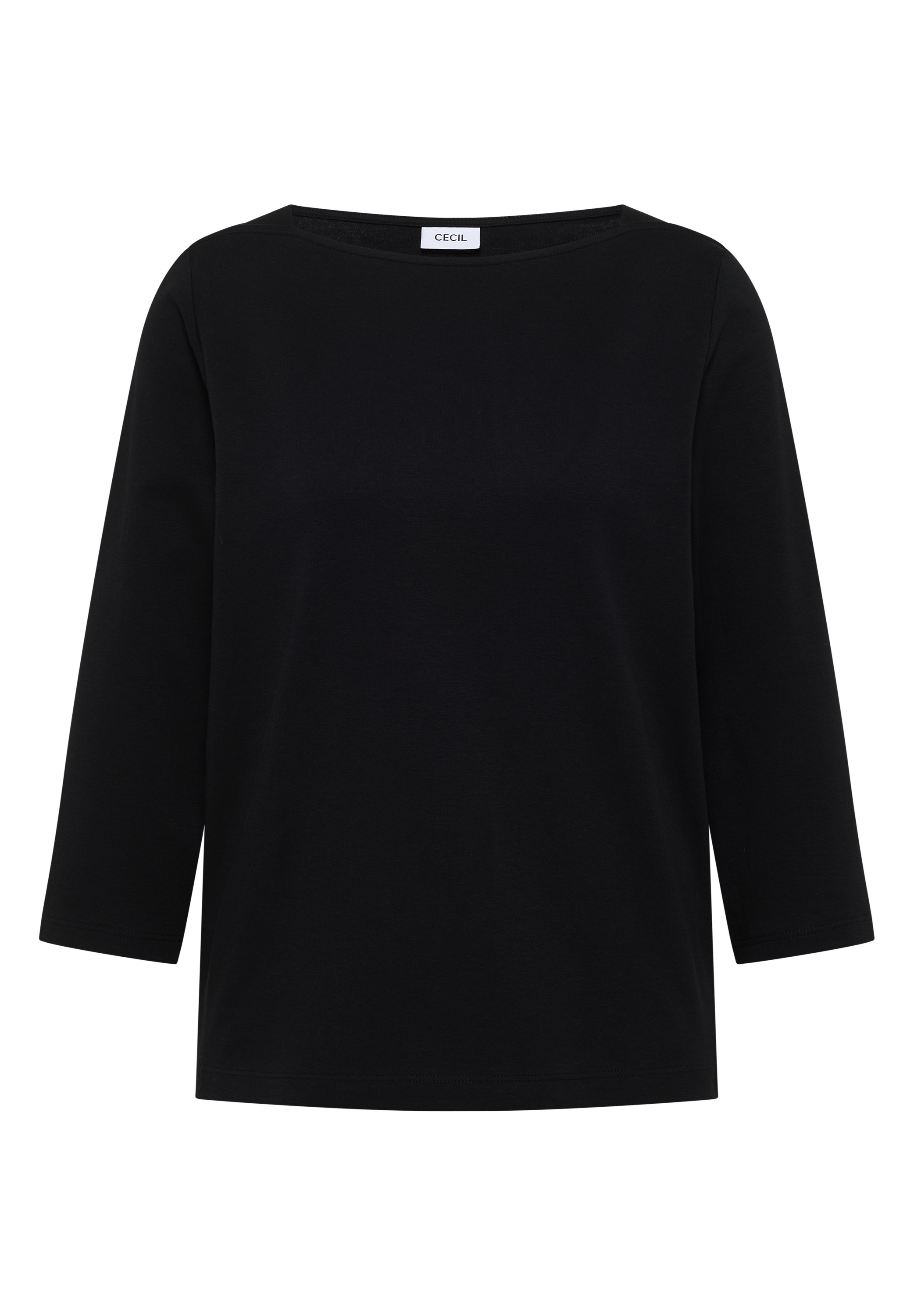 Cecil 3/4-Arm-Shirt U-Boot-Ausschnitt, unifarben, Baumwolle