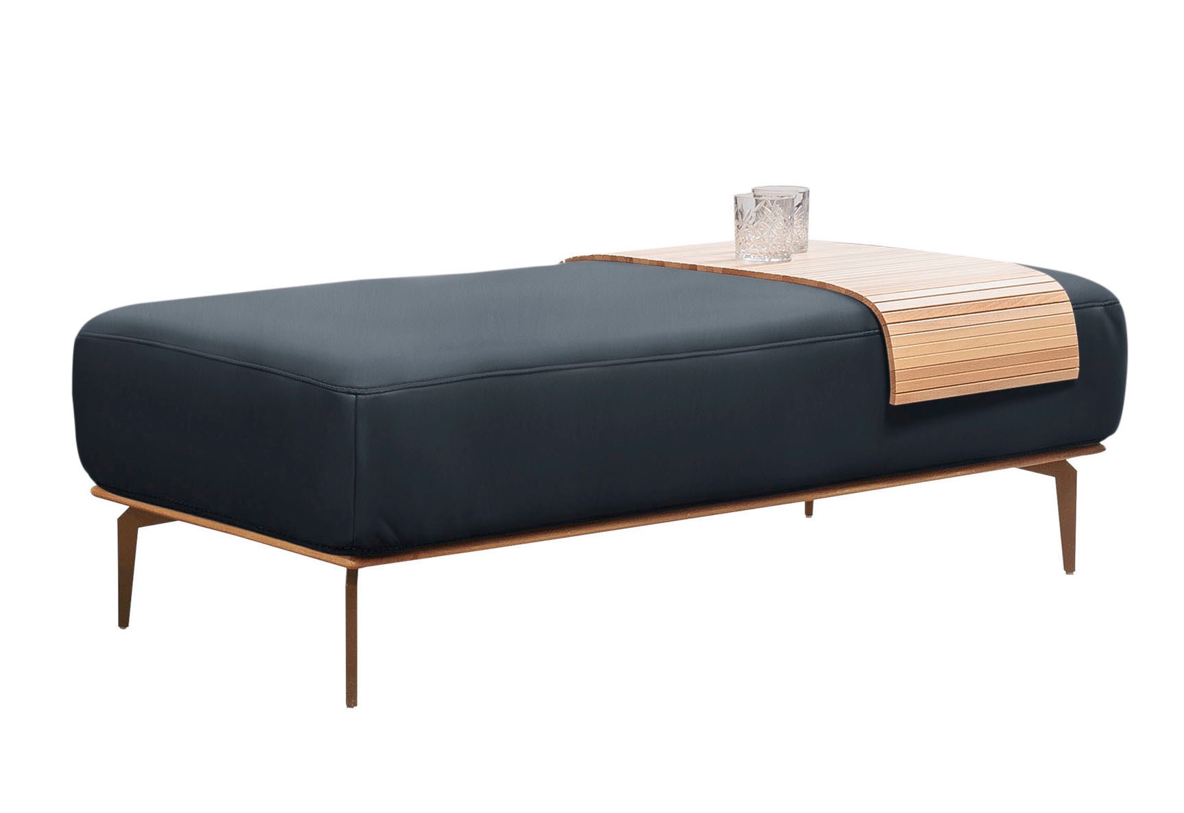 W.SCHILLIG Polsterhocker »run«, mit Holzsockel, Füße in Bronze pulverbeschichtet, Breite 150 cm