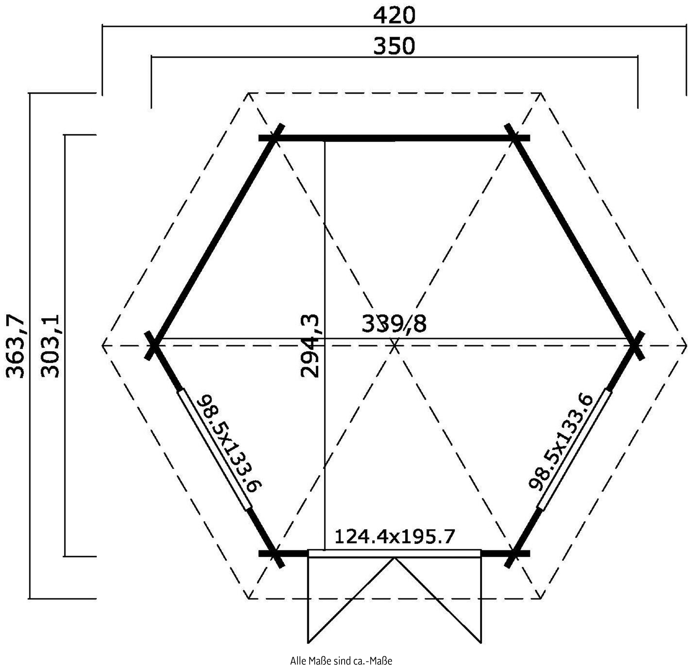 LASITA MAJA Pavillon »Rivera«, (Set, Inklusive Fussbodenbretter zum verlegen), BxT: 363,7x420 cm, Fichtenholz
