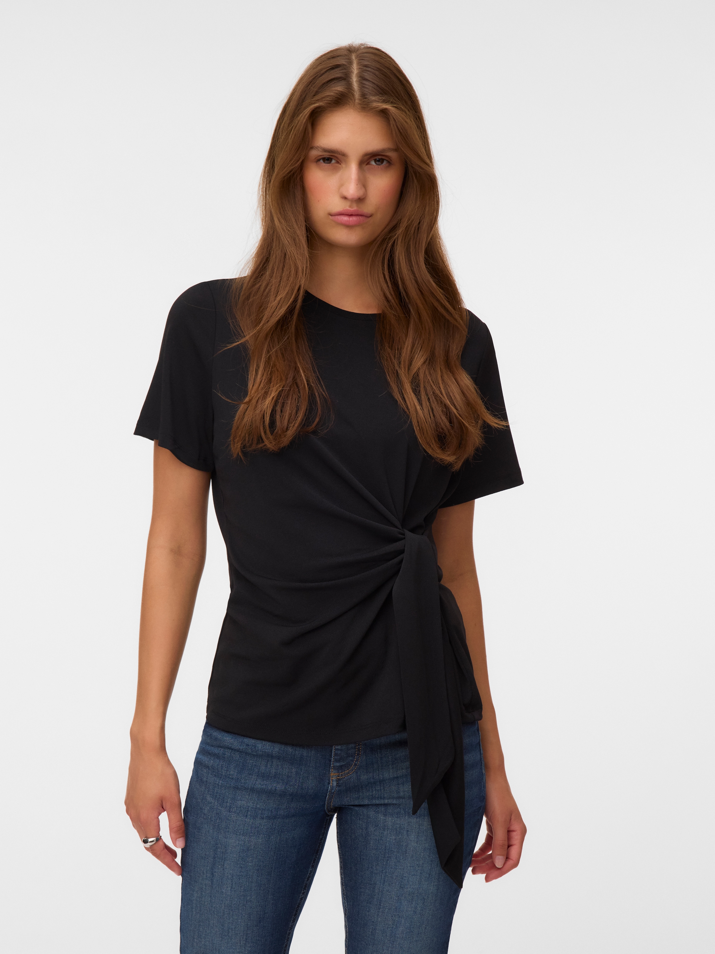 Vero Moda Kurzarmshirt "VMJILL SS TOP JRS NOOS" Materialmix, regular fit