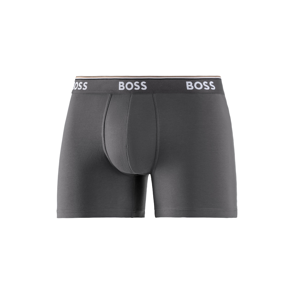 BOSS Langer Boxer »Boxer Brief 3P«, (Packung, 3er-Pack), mit farblich passendem Webbund