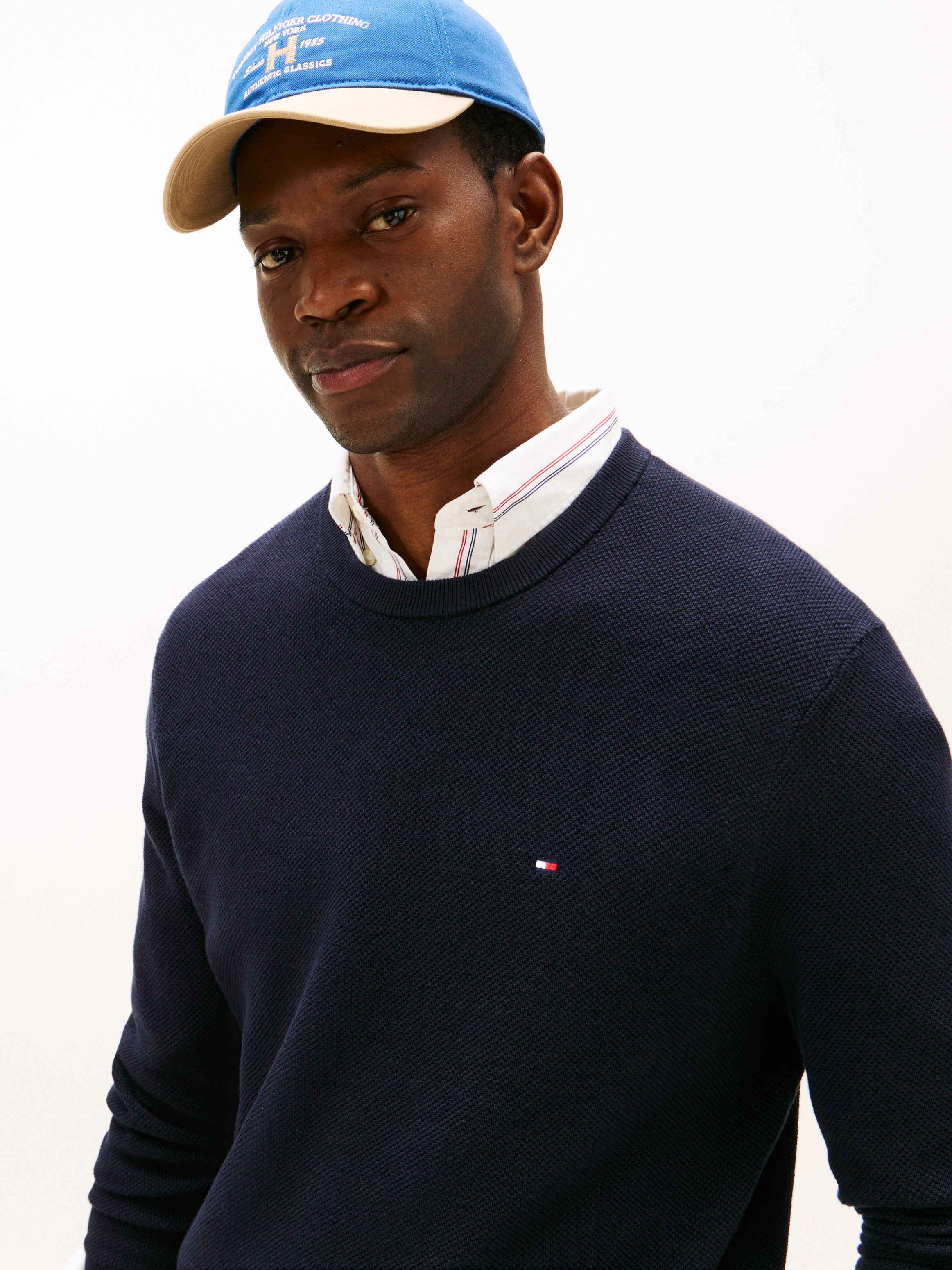 Tommy Hilfiger Rundhalspullover »ESSENTIAL STRUCTURE CREW NECK mit Struktur und Label« unifarben, casual, regular fit, Baumwolle, Rundhals