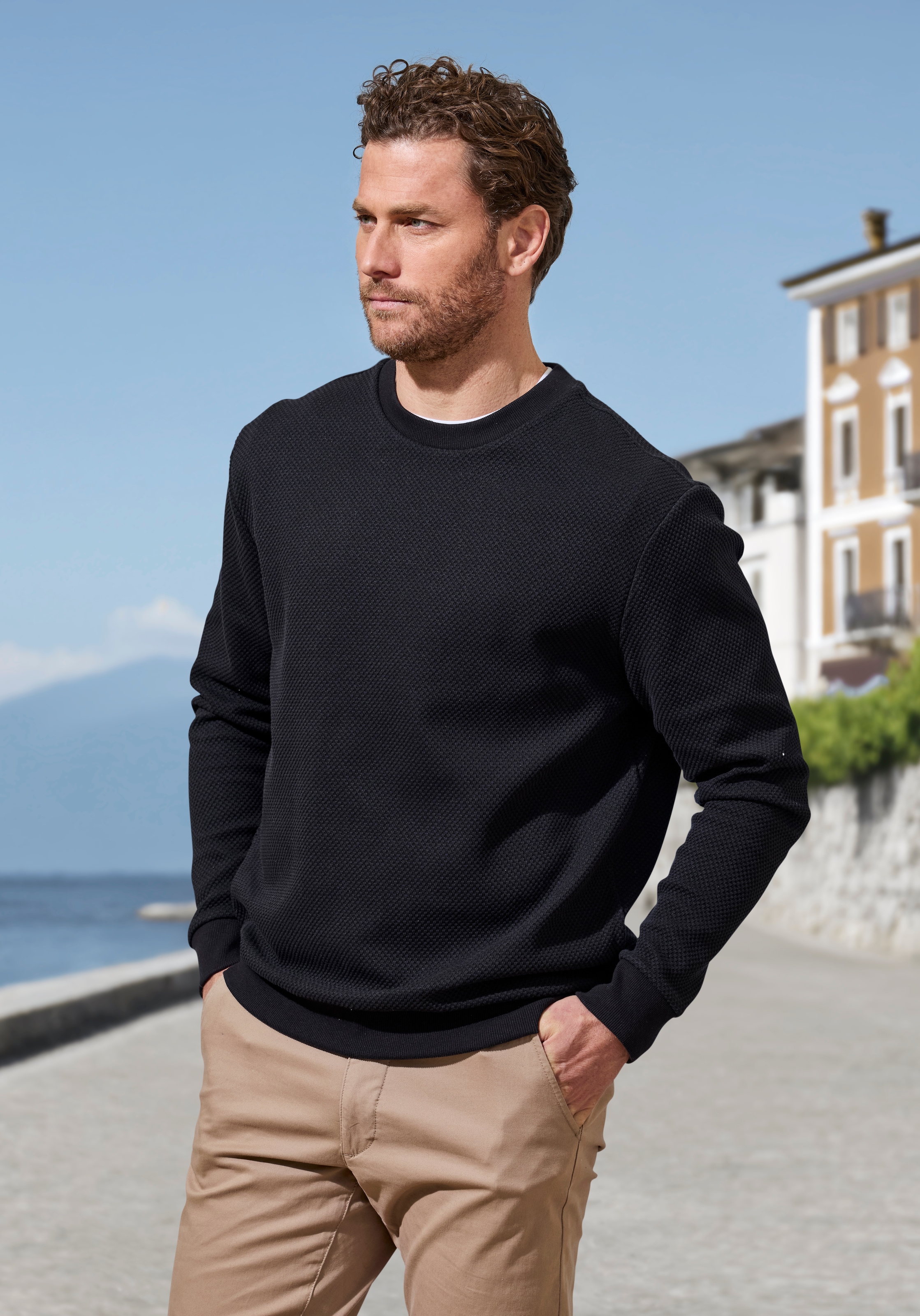John Devin Sweatshirt, Pullover aus Struktur-Qualität günstig online kaufen