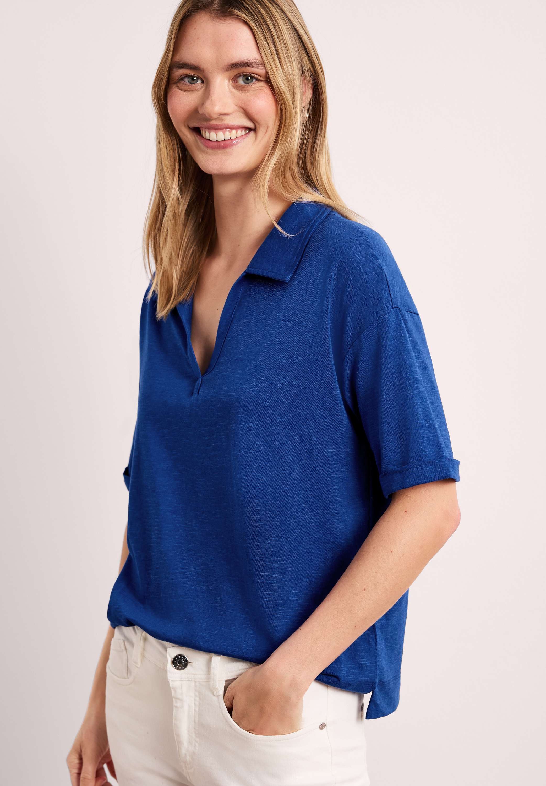 STREET ONE Poloshirt im soften Baumwoll-Mix