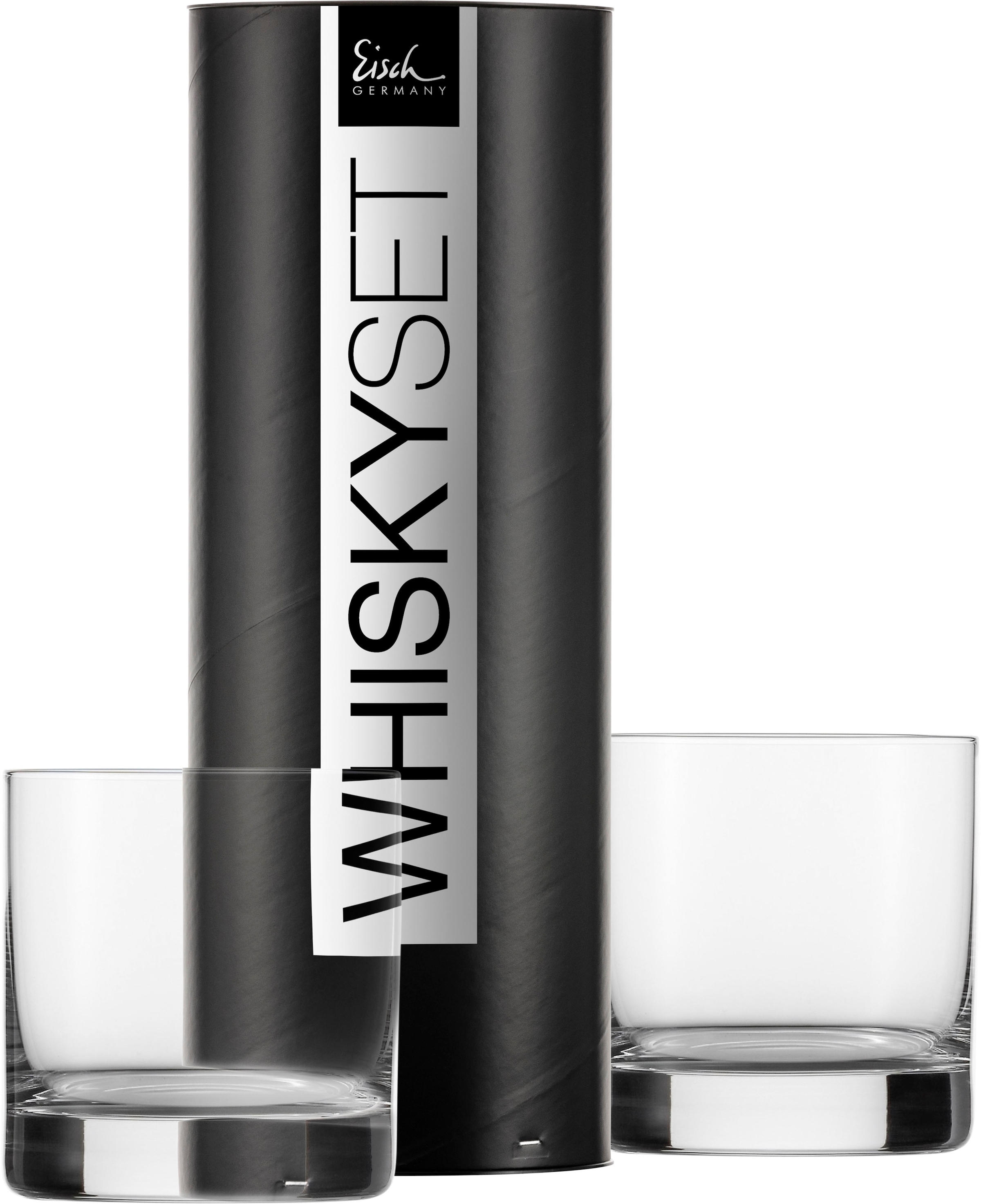 Eisch Whiskyglas »GENTLEMAN, 400 ml«, (Set, 2 tlg., 2 Whiskybecher in Geschenkröhre), in Handarbeit mit echtem Platin veredelt, 2-teilig, Made in Germany