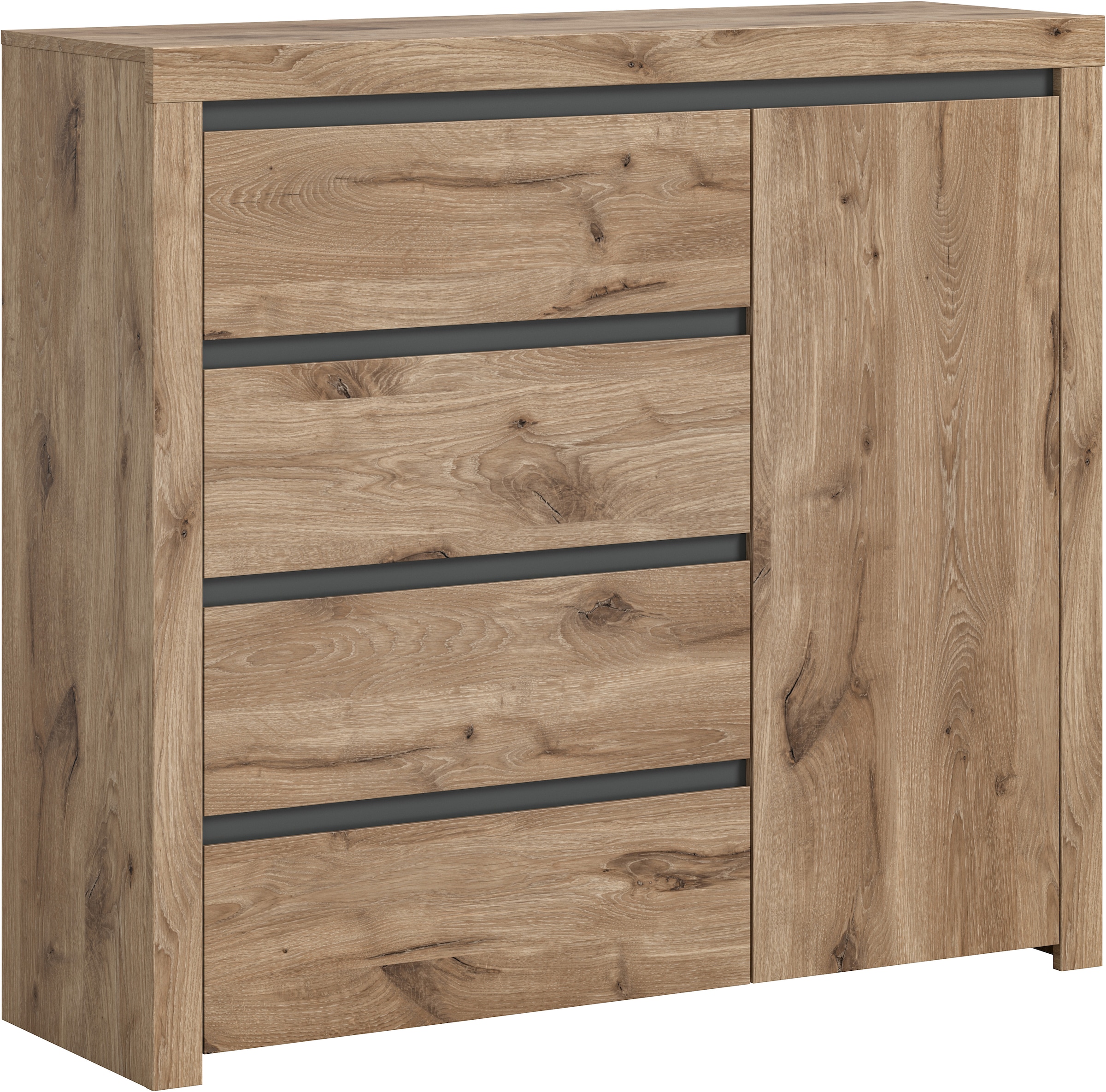 INOSIGN Sideboard "Silvestris, Breite 116 cm, 1 Tür, 4 Schubkasten, Grifflo günstig online kaufen