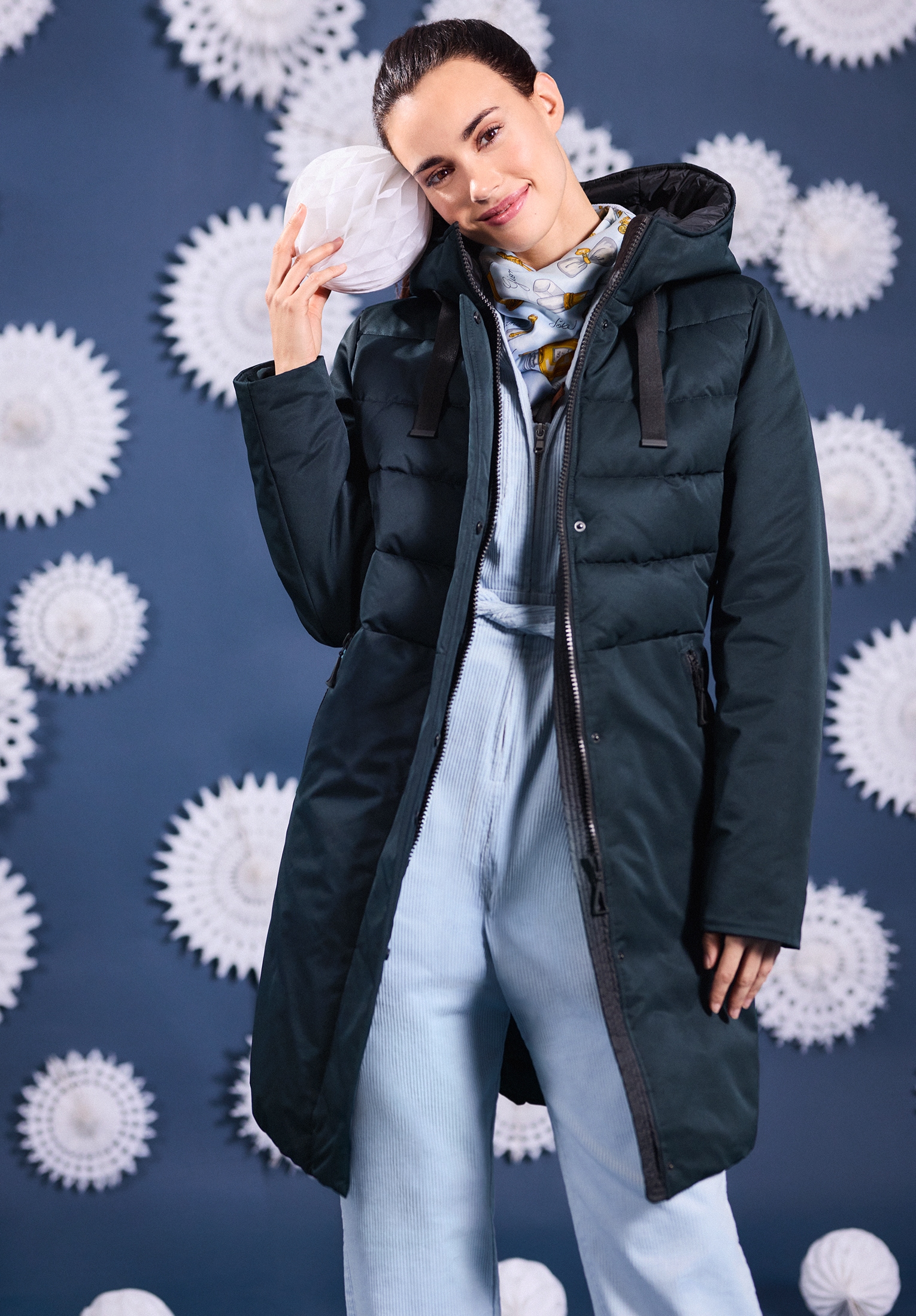 Amber & June Winterjacke »Amber & June Damen Winterjacke Kunstdaune«, mit Kapuze