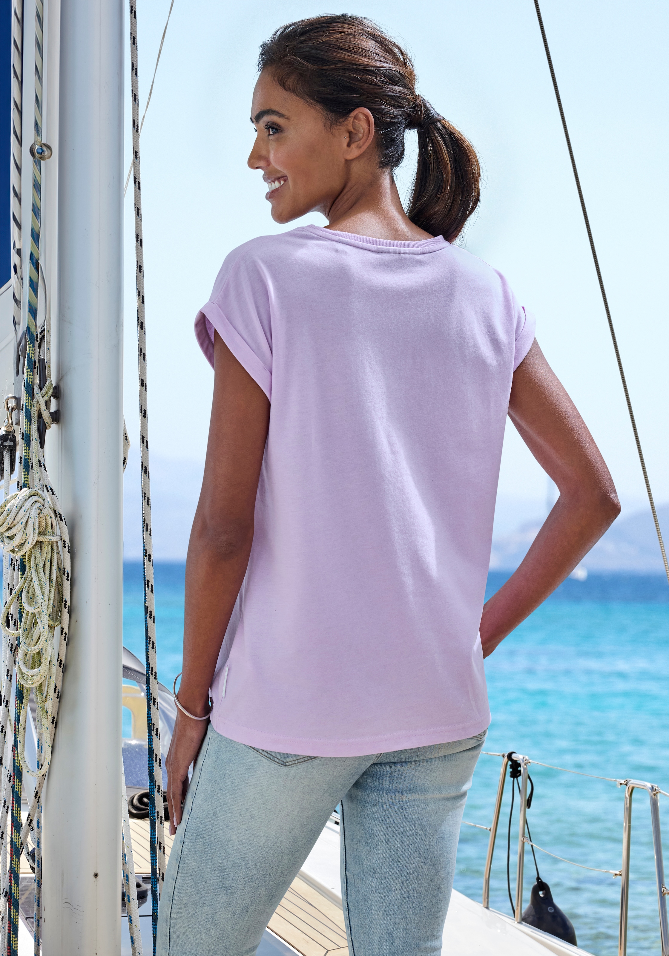 Elbsand T-Shirt »Eldis«, mit Logodruck, Kurzarmshirt aus Baumwoll-Mix, sportlich-casual