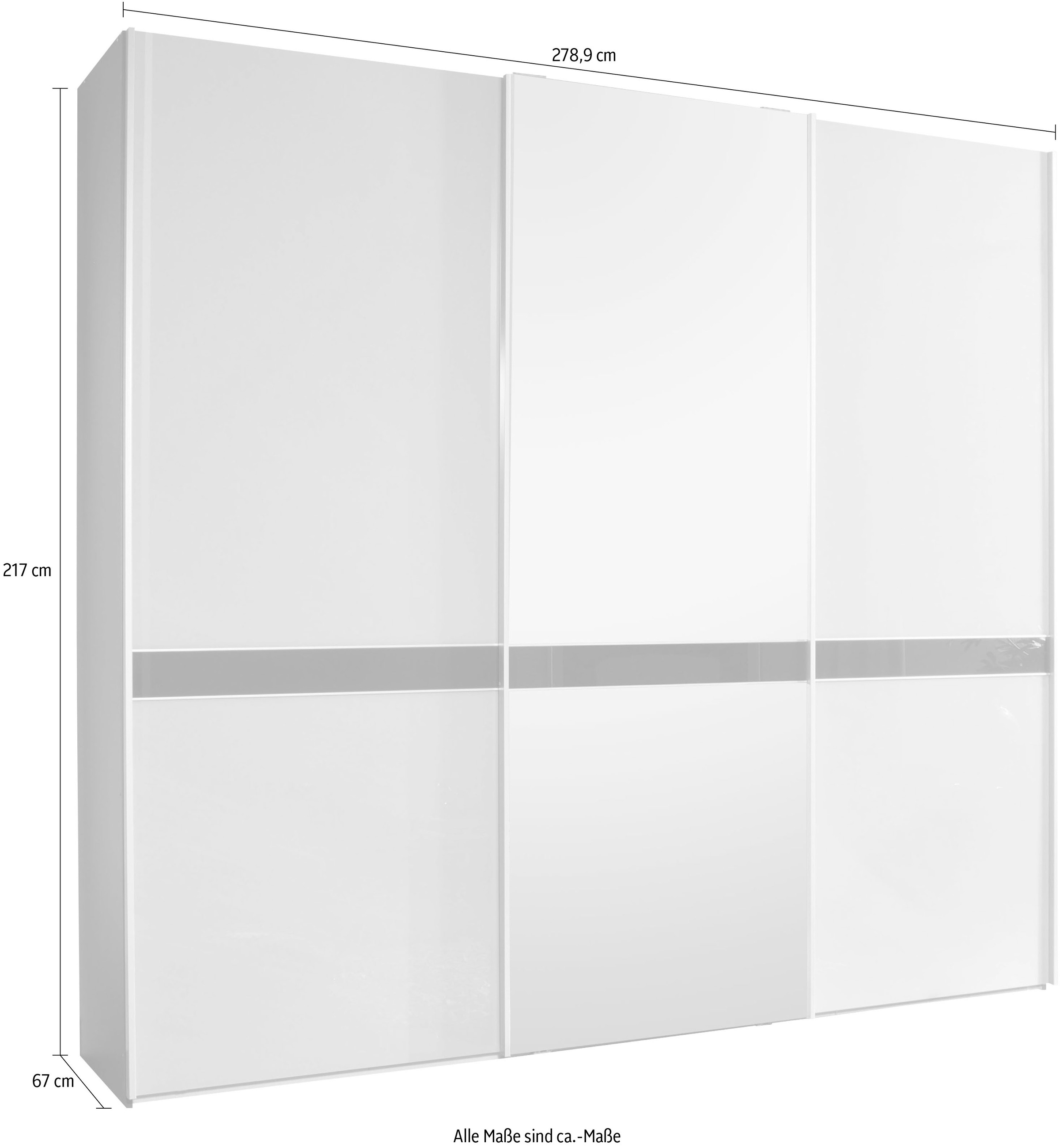 WIEMANN Schwebetürenschrank »Rialto«, hochwertige Glas- und Spiegelfront mit Querriegel