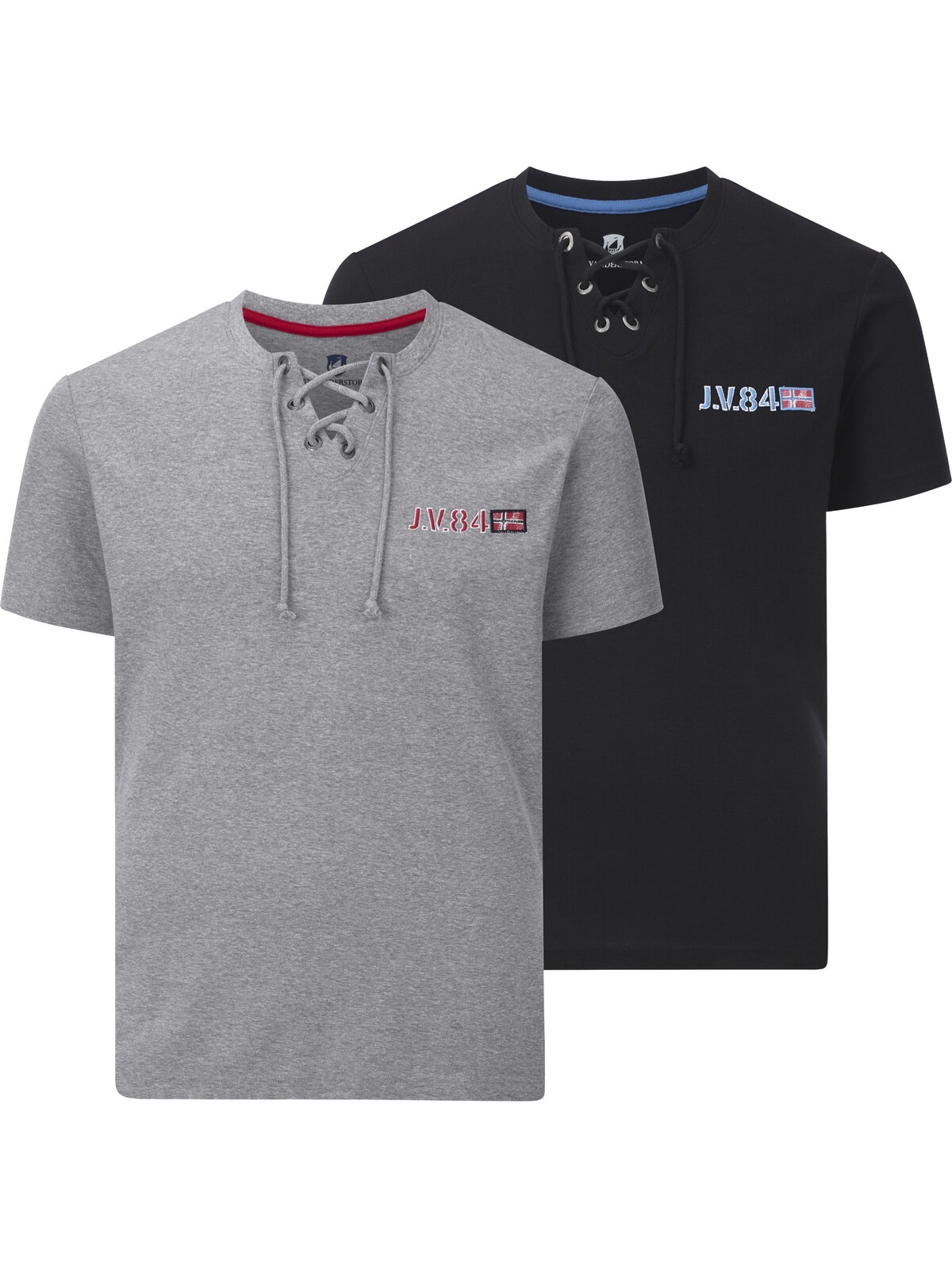 T-Shirt JAN VANDERSTORM "Doppelpack T-Shirt MAYKO", Damen, Gr. XXL, grau (grau schwarz), Obermaterial: 88% Baumwolle CO. 12% Polyester COOLMAX PES(Coolmax)., Shirts T-Shirt 2
