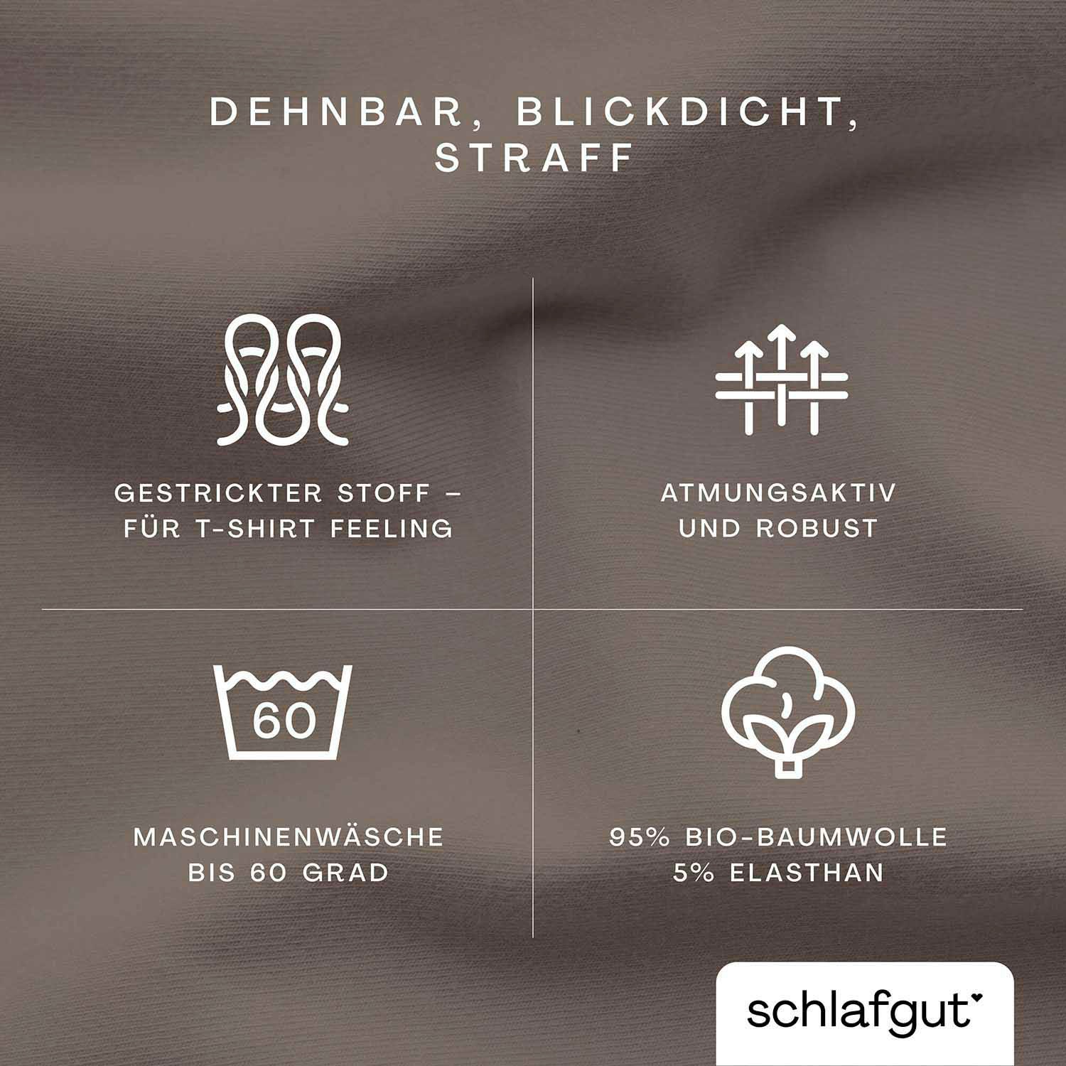 Schlafgut Spannbettlaken "PURE Bio-Baumwolle mit Elasthan, 170 g/m², Bettlaken, Spannbetttuch" PREMIUM Laken für Matratzen bis 30cm Höhe, dehnbar blickdicht, straff