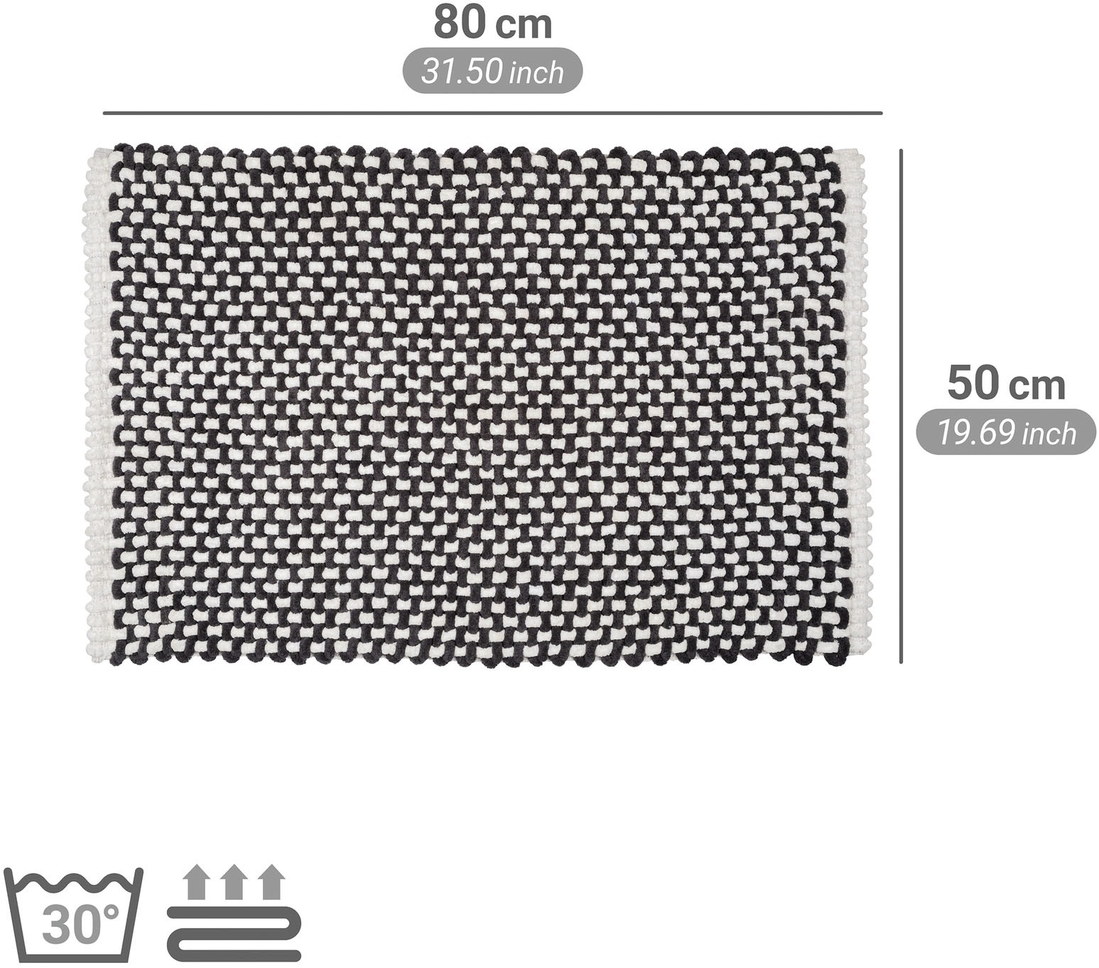 WENKO Badematte »Covelo« Höhe 20 mm rutschhemmend beschichtet mit Webstruktur, fusselfrei, hohe Feuchtigkeitsaufnahme
