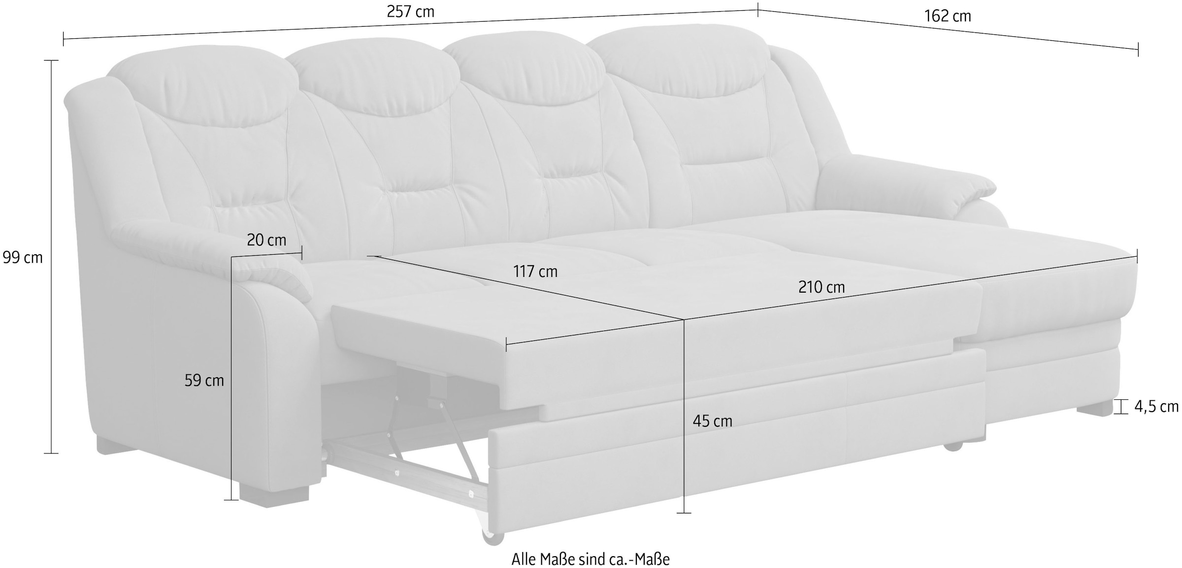 COTTA Ecksofa »Marcus L-Form«, Bequemes Ecksofa in klassischem Design mit hoher Rückenlehne