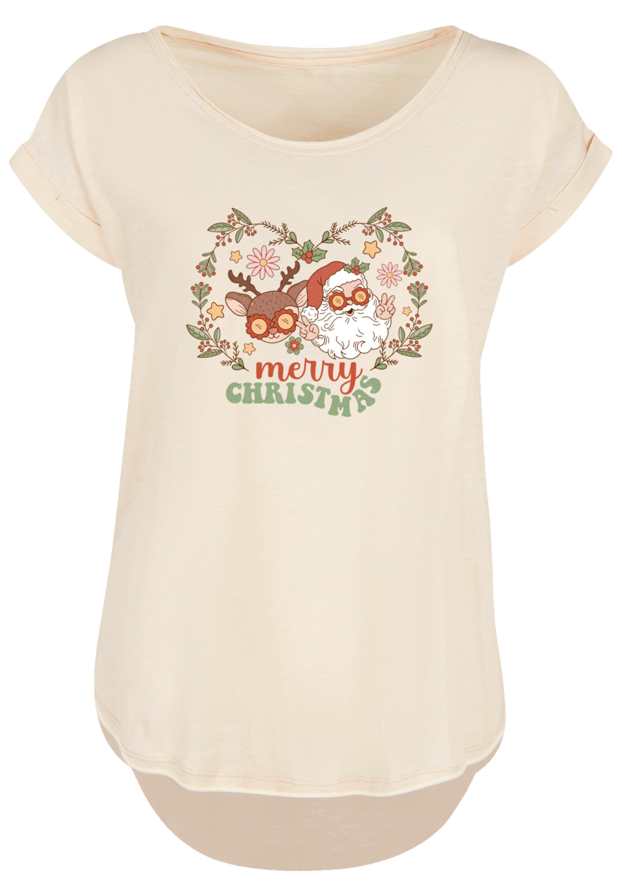 F4NT4STIC T-Shirt »Weihnachten Hippie Santa And Reindeer«, Premium Qualität, Weihnachts-Kollection