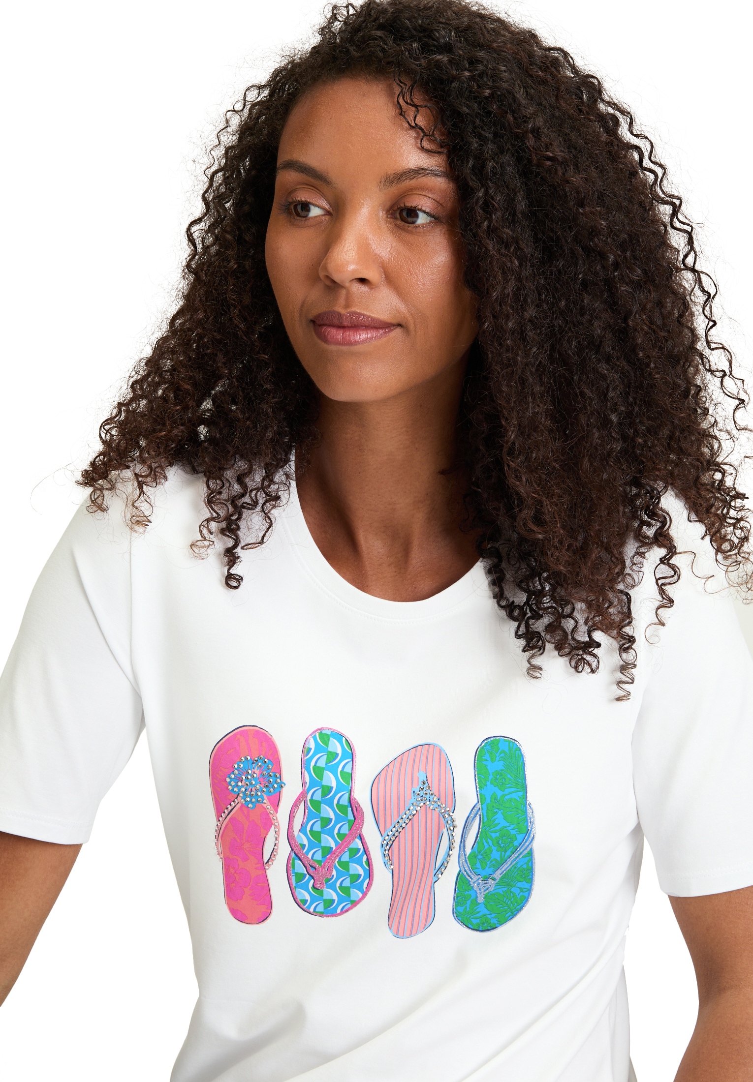 Betty Barclay Kurzarmshirt »Betty Barclay Basic Shirt mit Aufdruck«, (1 tlg.), Glitzersteine