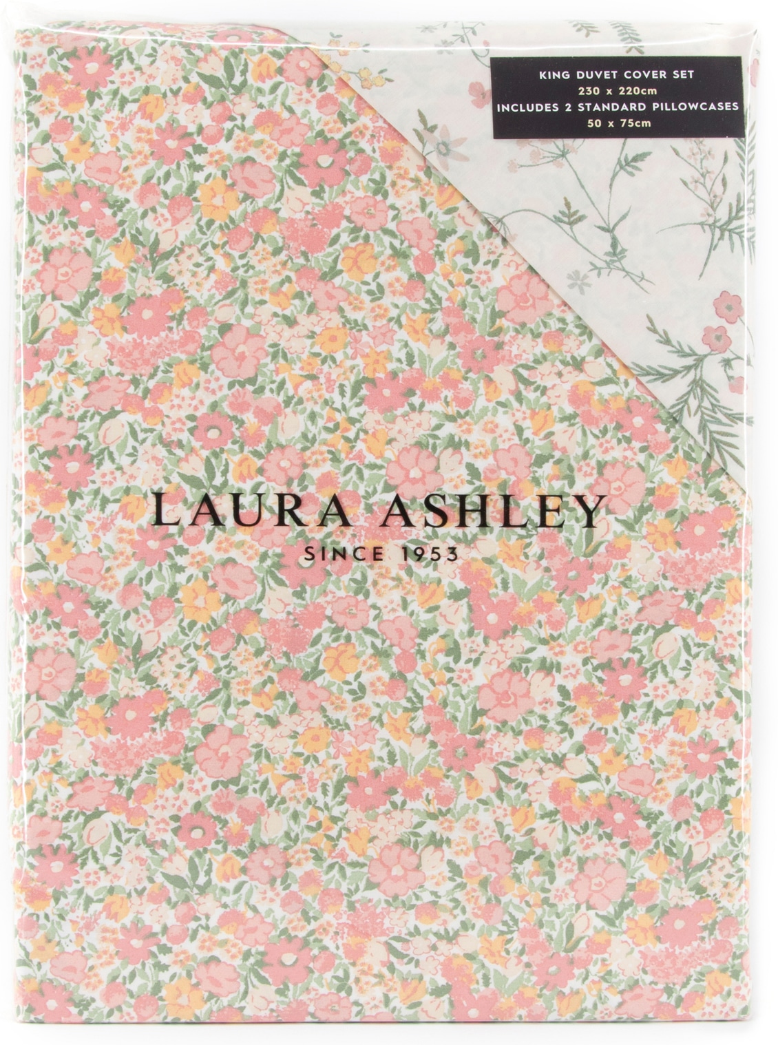 LAURA ASHLEY Wendebettwäsche »Loveston, aus Baumwoll Satin,« 3 tlg. mit floralem Muster, 3teilig, inkl 2 Kissenbezüge