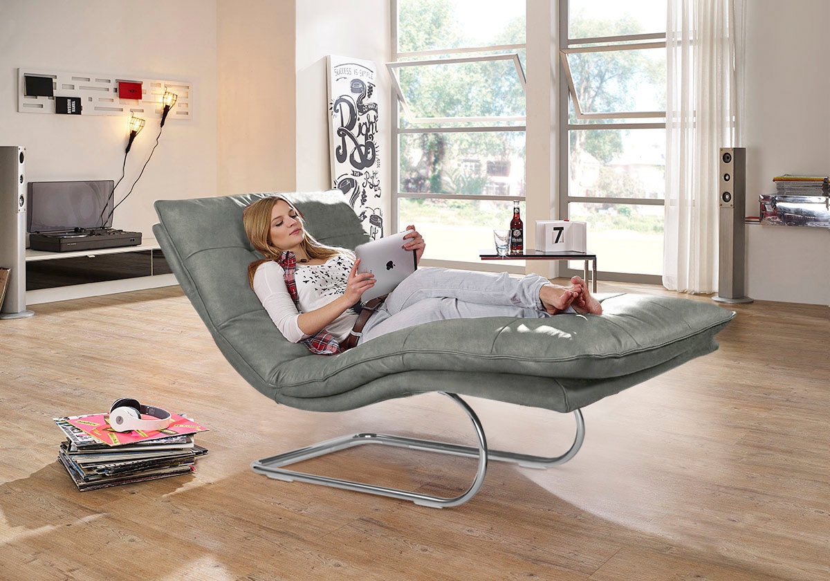 W.SCHILLIG Relaxliege "daily dreams" in Waffelkissen-Optik, wahlweise mit Motor, Freischwingergestell