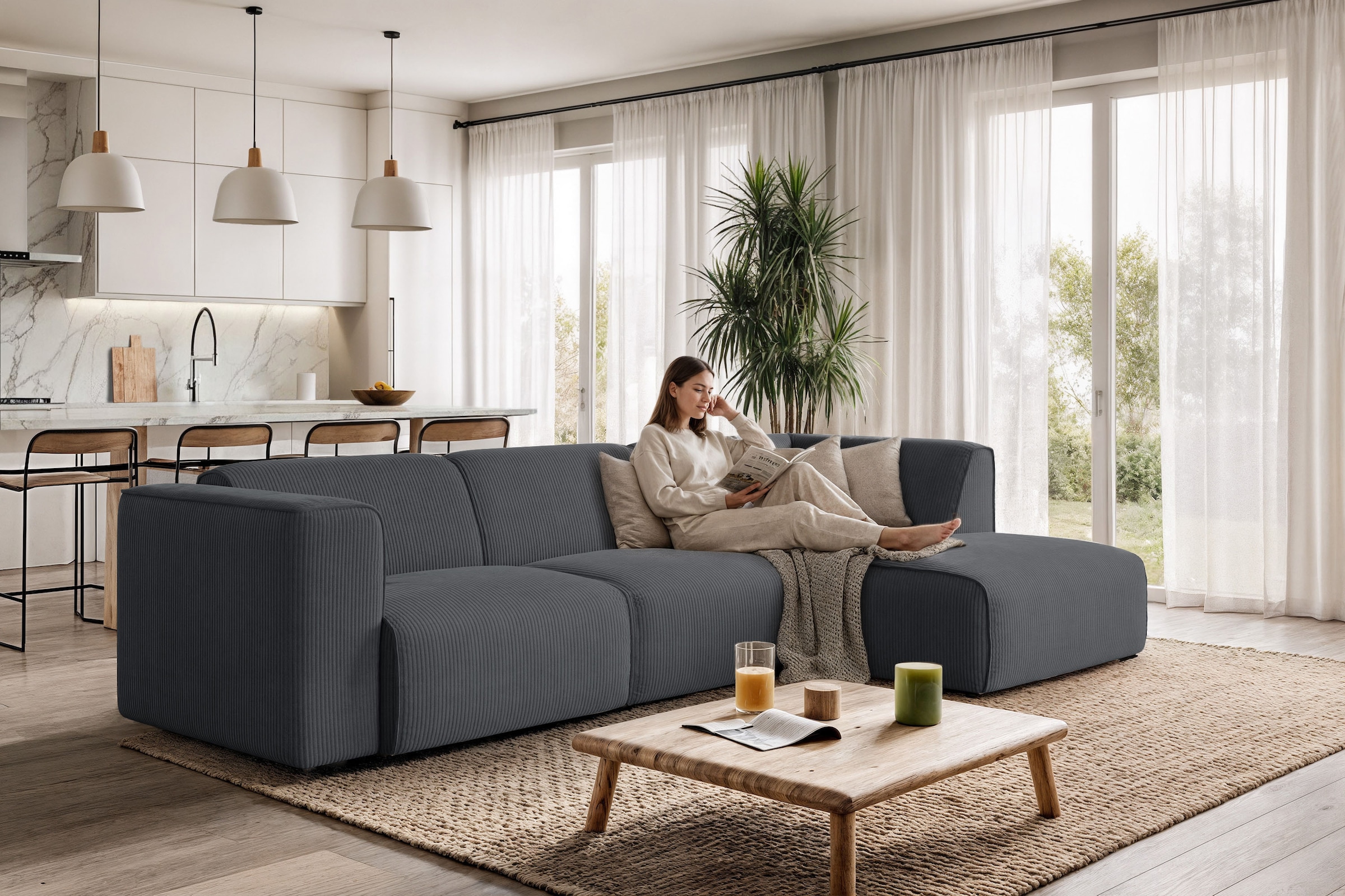 OTTO home Ecksofa "Merid L-Form, B: 295 cm - OTTO. Verlässliche Qualität." jederzeit durch Module erweiterbar