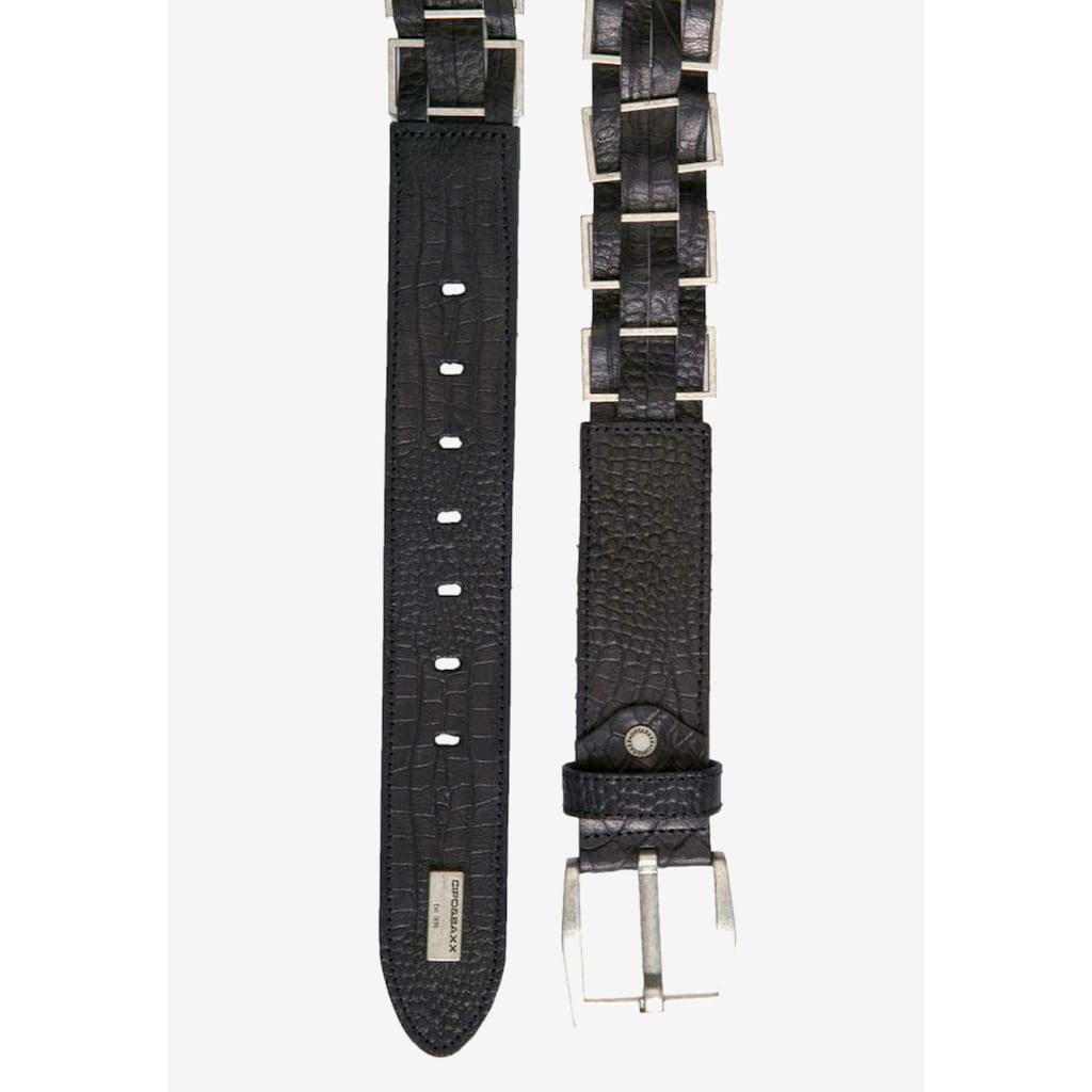 Herrenmode Accessoires Cipo & Baxx Ledergürtel, mit modischen Metall-Elementen schwarz