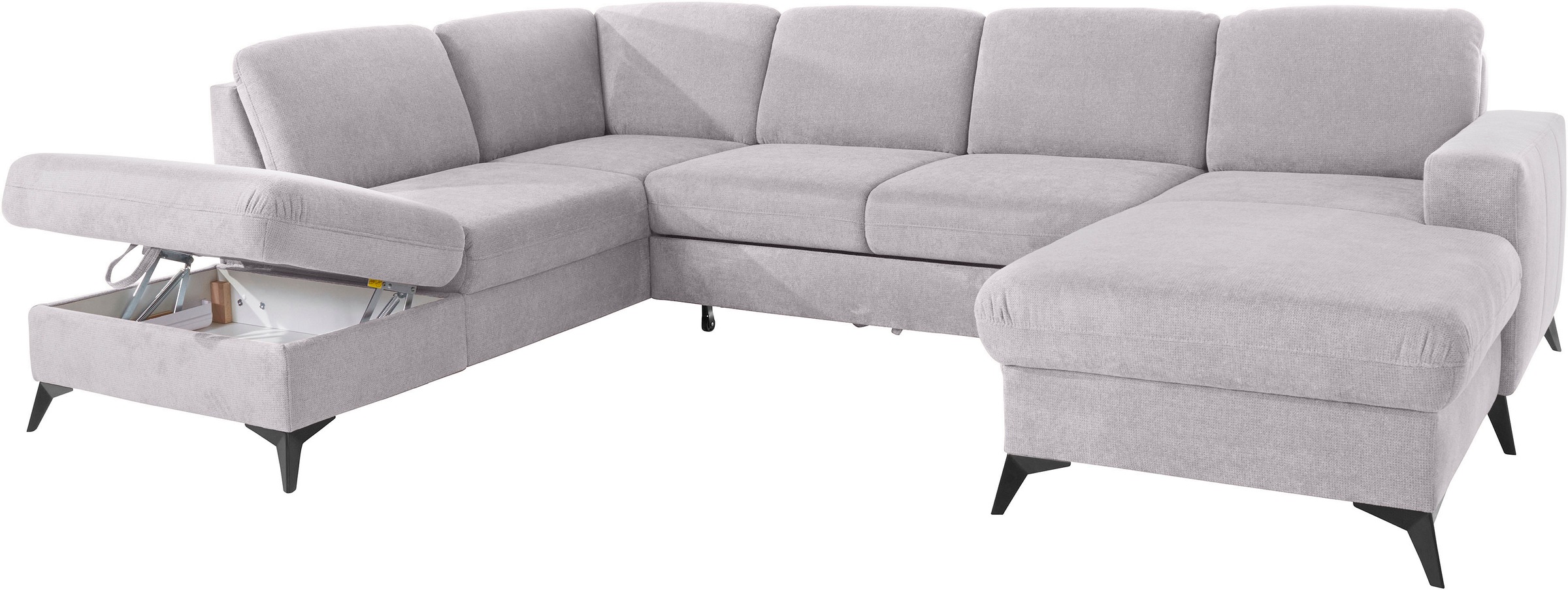 Places of Style Wohnlandschaft »Lolland U-Form«, Wahlweise mit Bettfunktion und Stauraum, auch mit abwischbarem Bezug