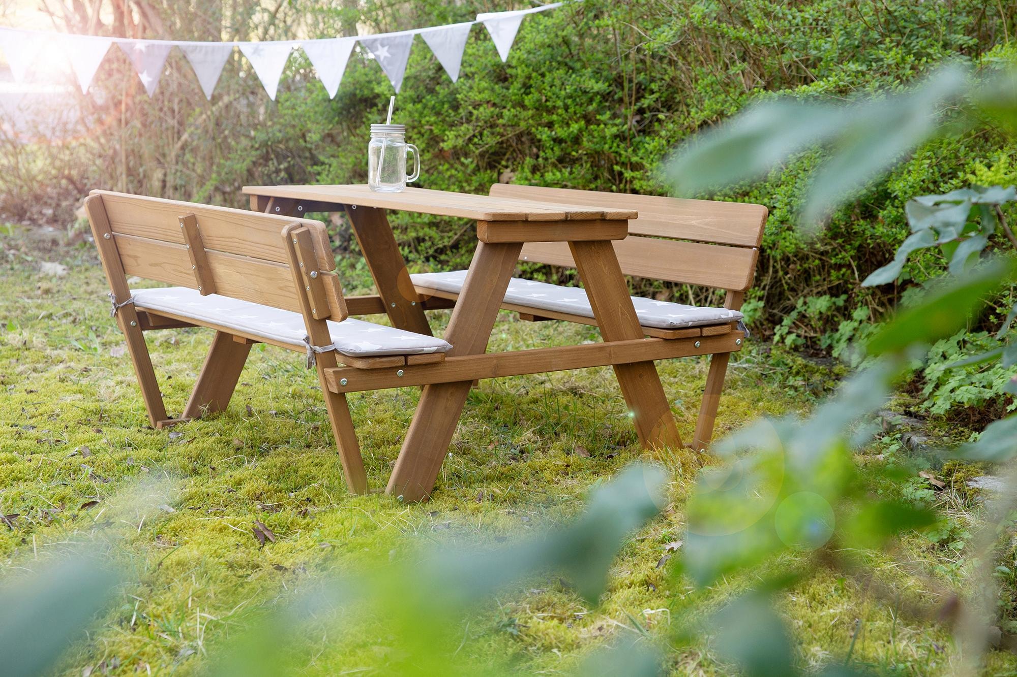roba® Kindersitzgruppe »Picknick for 4 Outdoor Deluxe, Teakholz-Optik«, mit Lehne