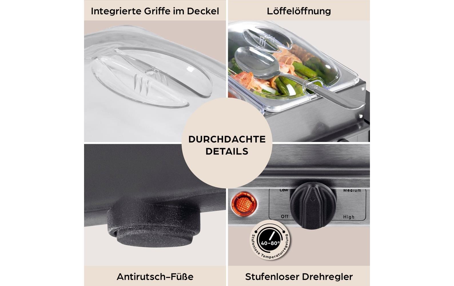 GOURMETmaxx Warmhalteplatte »200 W« Buffetwärmer aus Edelstahl