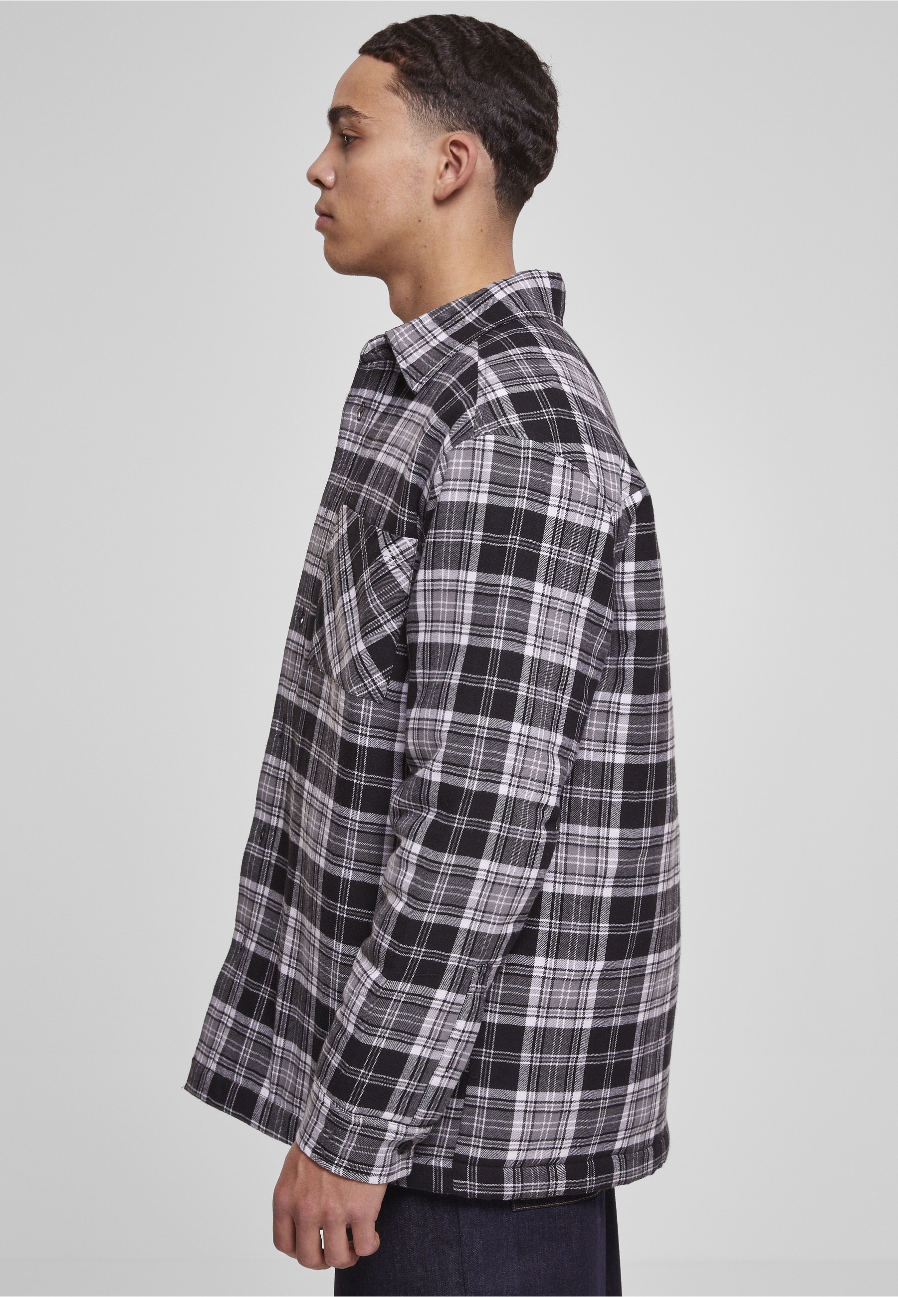 URBAN CLASSICS Langarm-Poloshirt »Urban Classics Herren Padded Checked Shirt Jacket« 1 Stk.