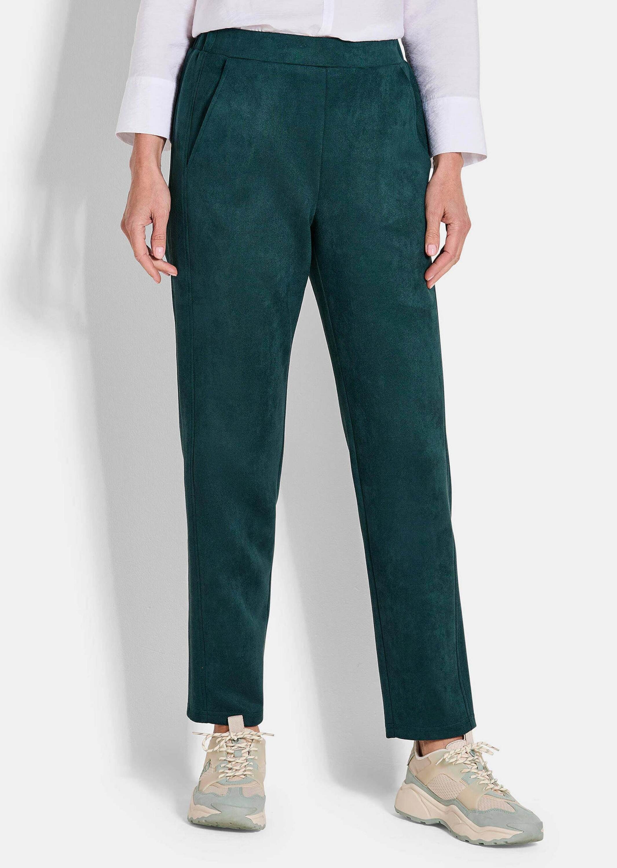 GOLDNER Chinohose »Hose LOUISA in Veloursleder-Optik«