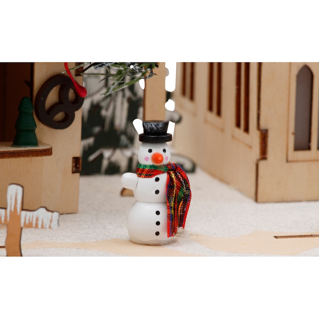 Home affaire Weihnachtsdorf »mit idyllischer Winterlandschaft«, Weihnachtsdeko aus Holz, mit LED-Beleuchtung, Breite ca. 50 cm