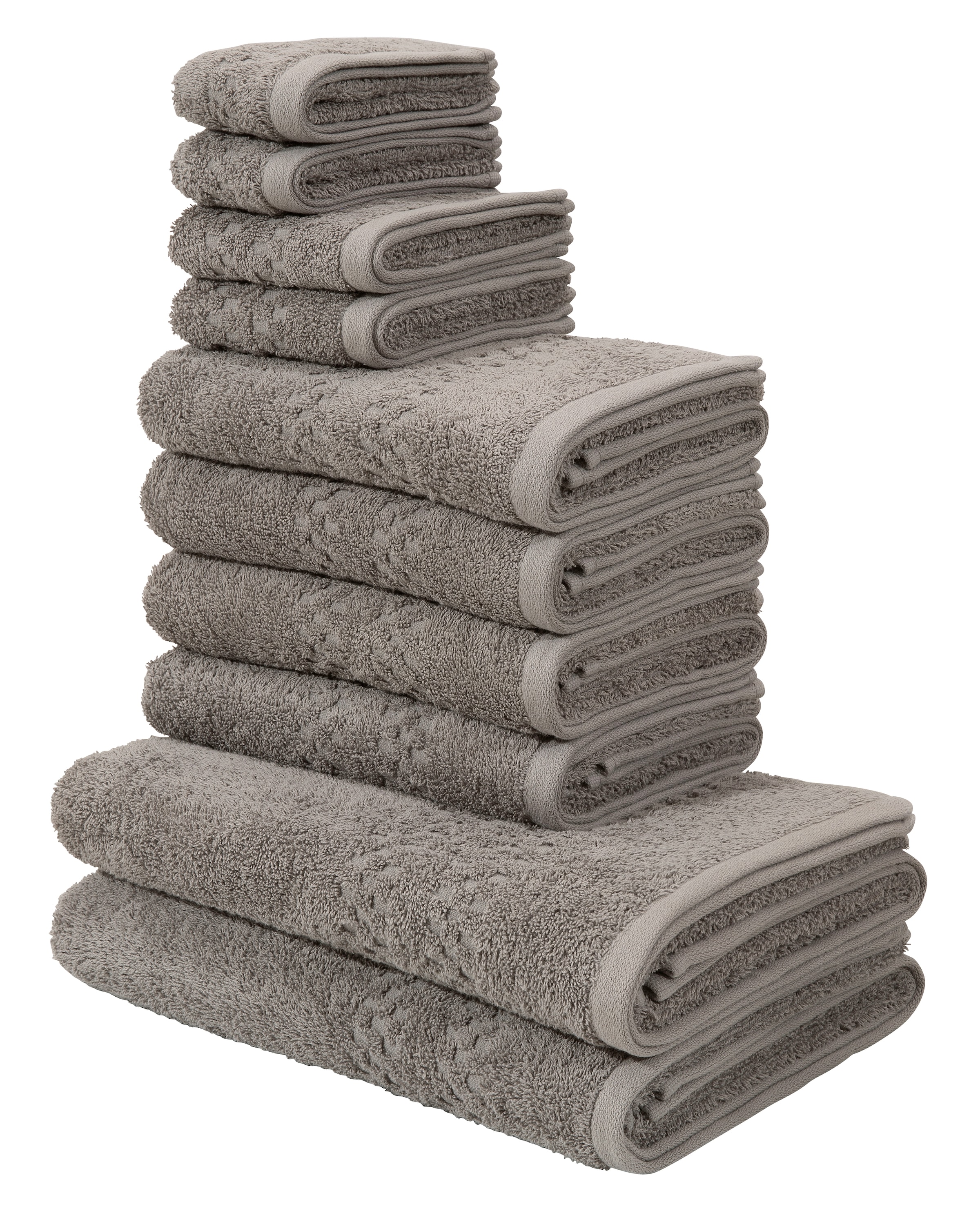 Handtuch Set MY HOME, grau, Frottier, Obermaterial: 100% Baumwolle, Handtuch-Sets, "Regona, als 10 tlg Set und Serie, Premium Handtücher, 500 gr/m²",
