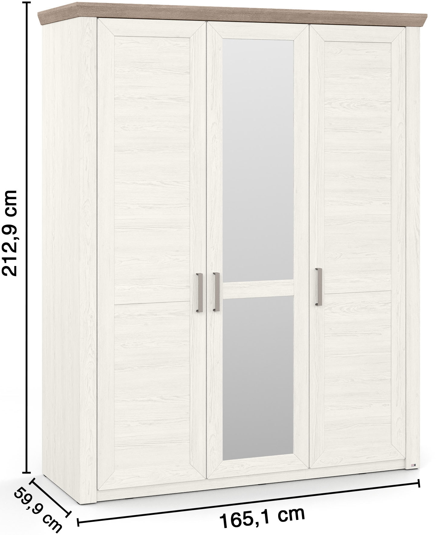 set one by Musterring Kleiderschrank »York Schlafen« 2 Stk. tlg. mit Holz- und Spiegeltüren, inkl. Kranz in Eiche, Höhe 207 x T60 cm