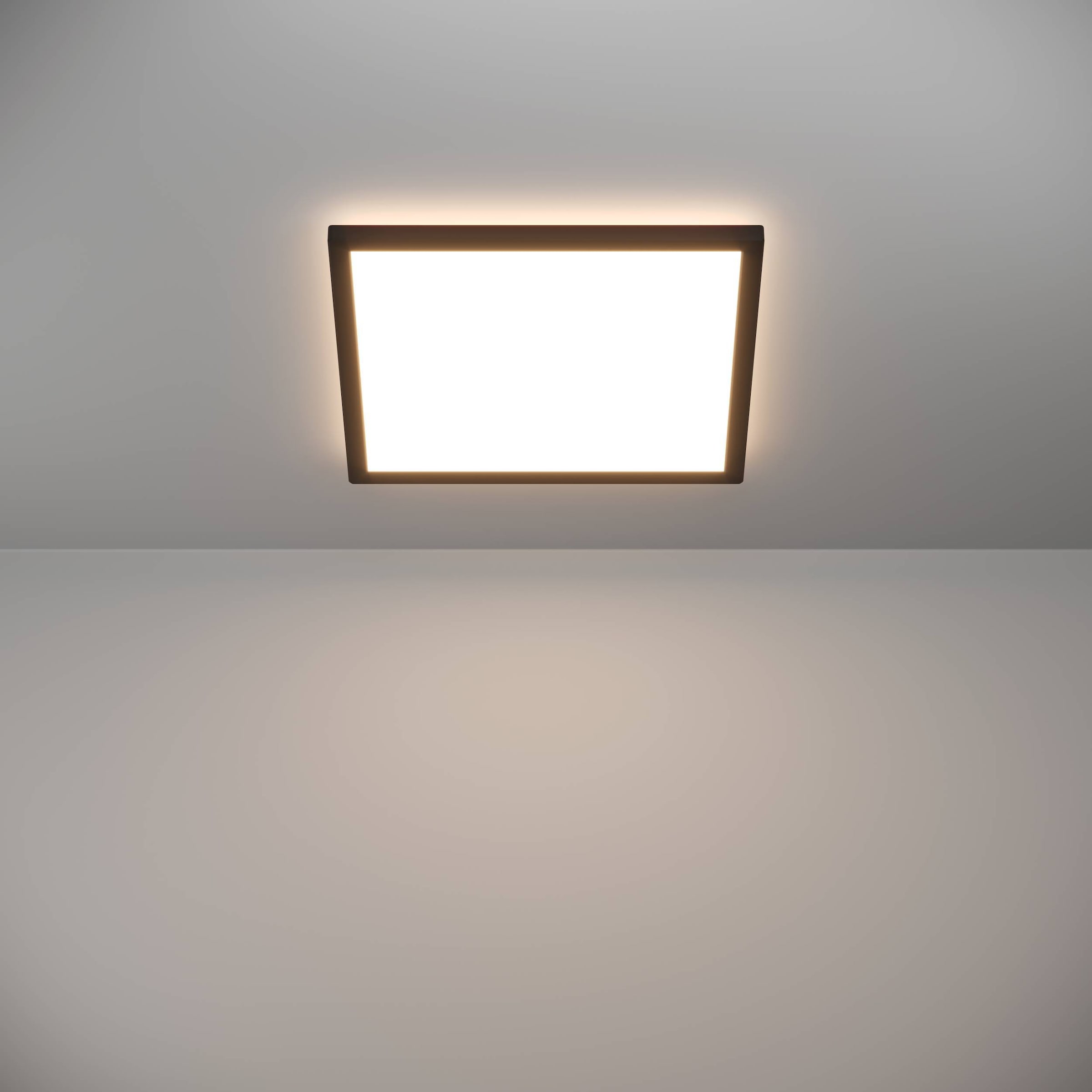 EGLO Deckenleuchte »Rovito Deckenlampe, Deckenbeleuchtung, Badlampe, Kunststoff, IP44« LED-Modul 1 Stk. Kaltweiß | Neutralweiß | Warmweiß Wand-/Deckenleuchte - L39 x B39 x H3 cm - schwarz - 17,6W inkl.