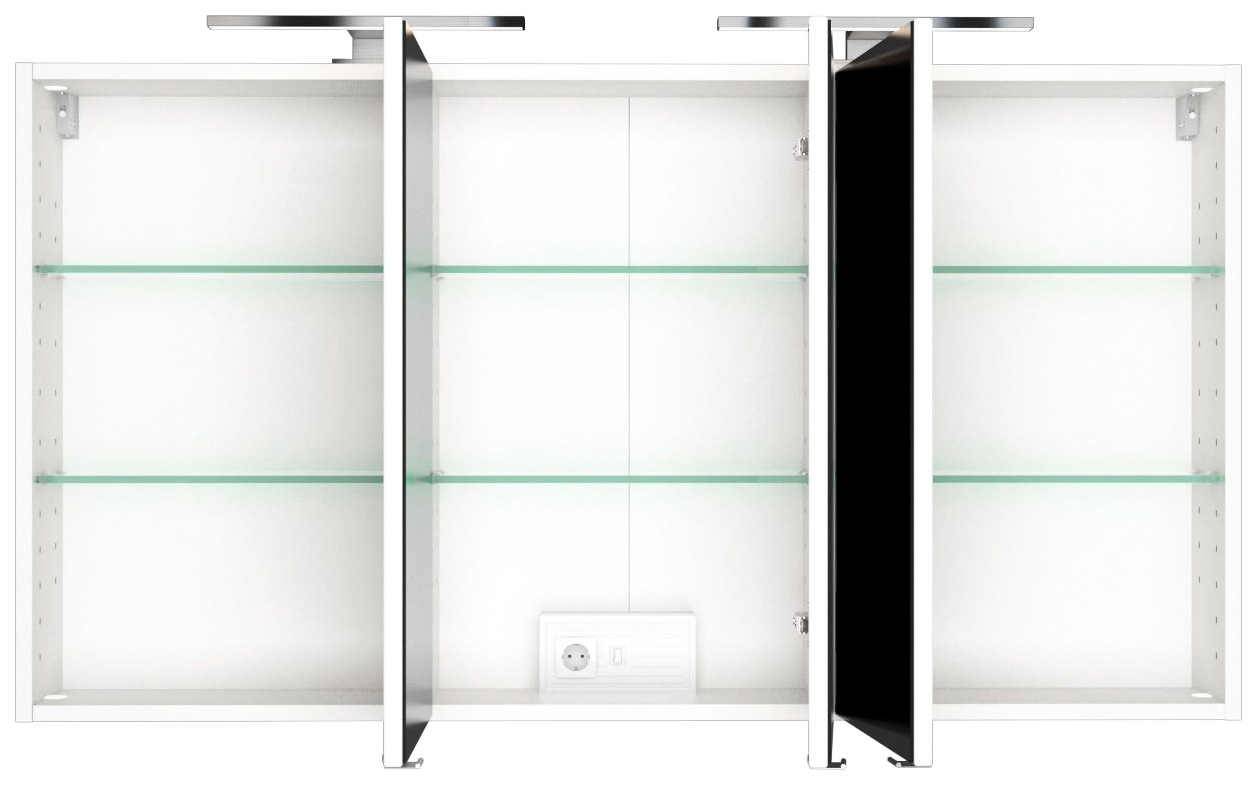 welltime Spiegelschrank »Baabe«, 120 cm breit, inkl. Beleuchtung, Schalter und Steckdose