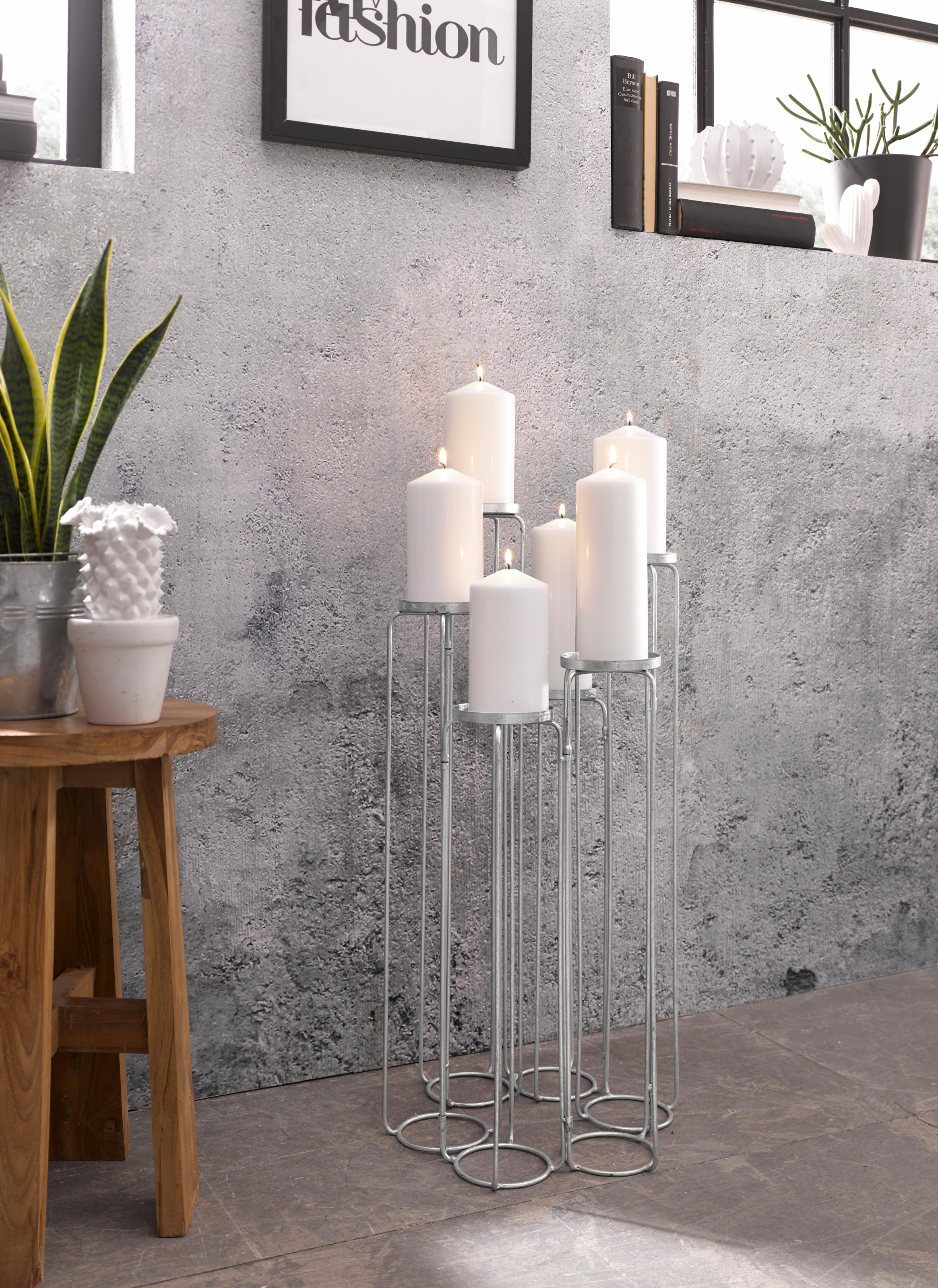 Leonique Kerzenständer »Mareesa«, (1 St.), aus Metall, für Stumpenkerzen, Höhe  ca. 65 cm, variabel stellbar kaufen | BAUR