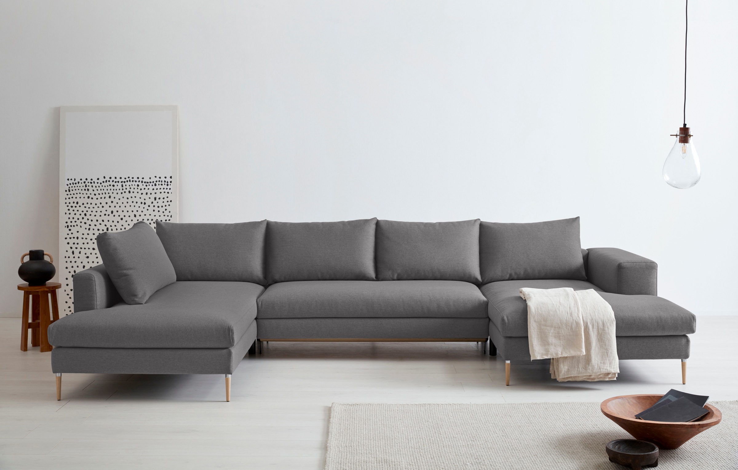 OTTO products Wohnlandschaft »Finnja, viel Platz, wahlweise Bettfunktion und Bettkasten, U-Form«