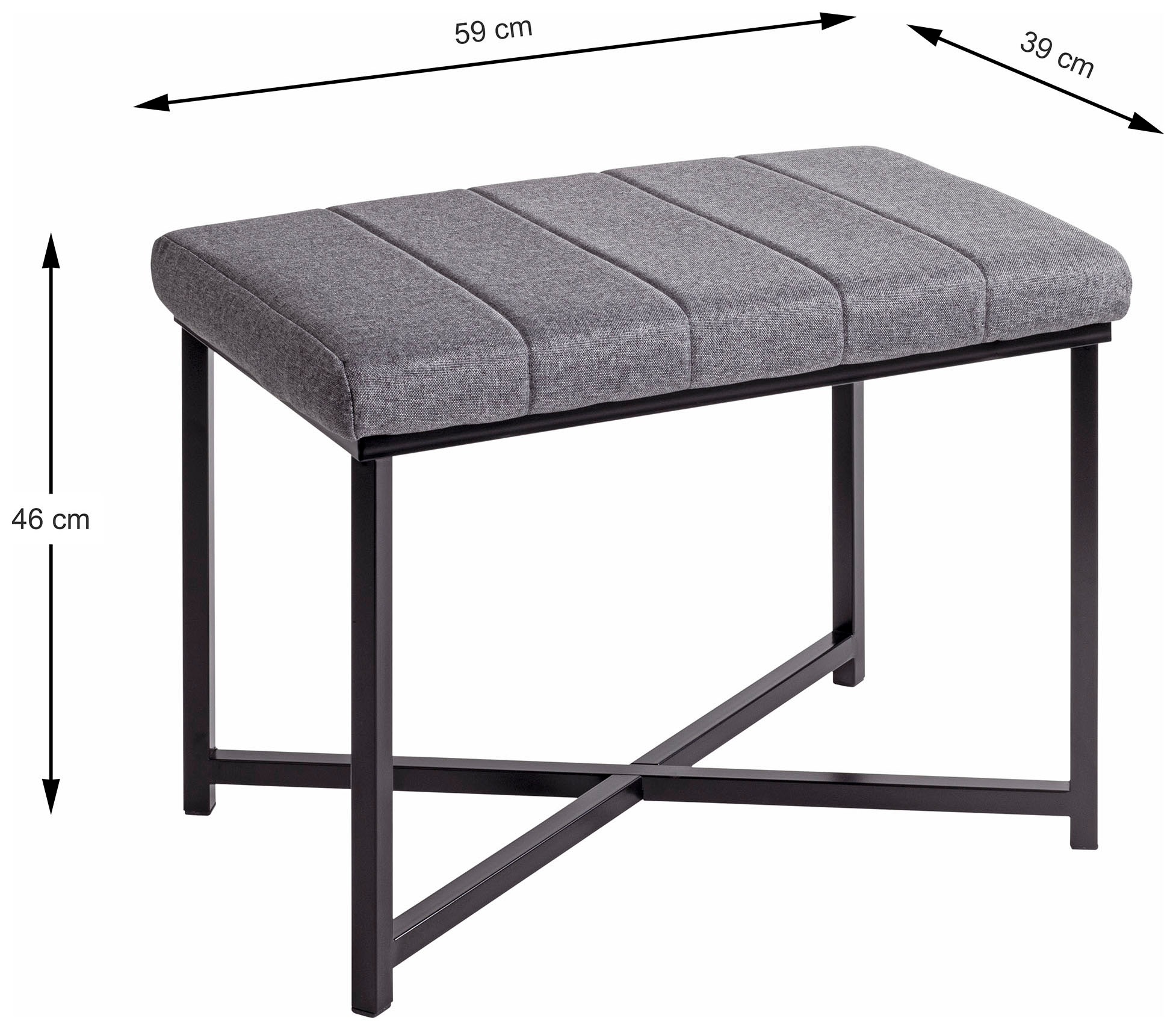 HAKU Hockerbank »Flurbank, Garderobenbank, Sitzbank« 1 Stk. tlg. rechteckig - aus Metall Schwarz - B/T/H 59/39/46 cm