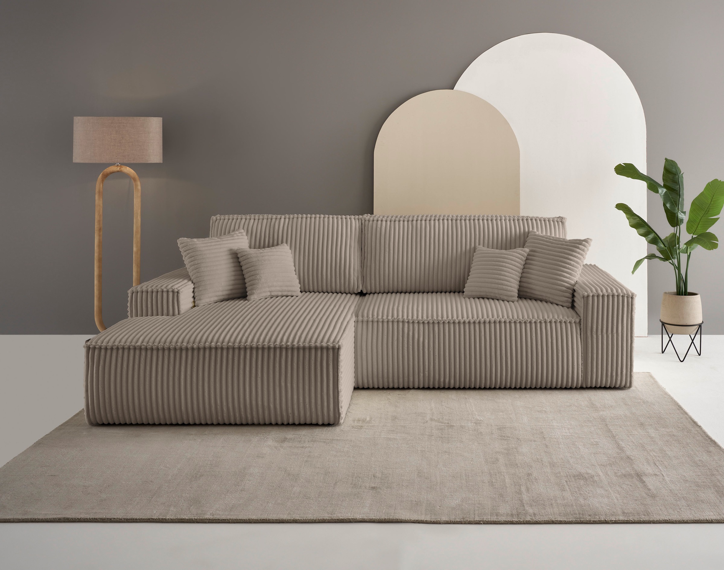 andas Ecksofa "FINNLEY Schlafsofa 267 cm, L-Form mit Schlaffunktion & Bettk günstig online kaufen