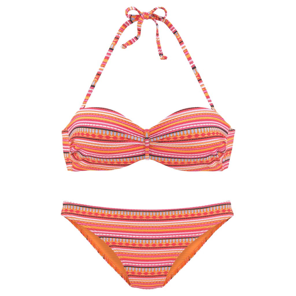 Marken LASCANA LASCANA Bügel-Bandeau-Bikini, mit glitzernden Streifen orange-gestreift